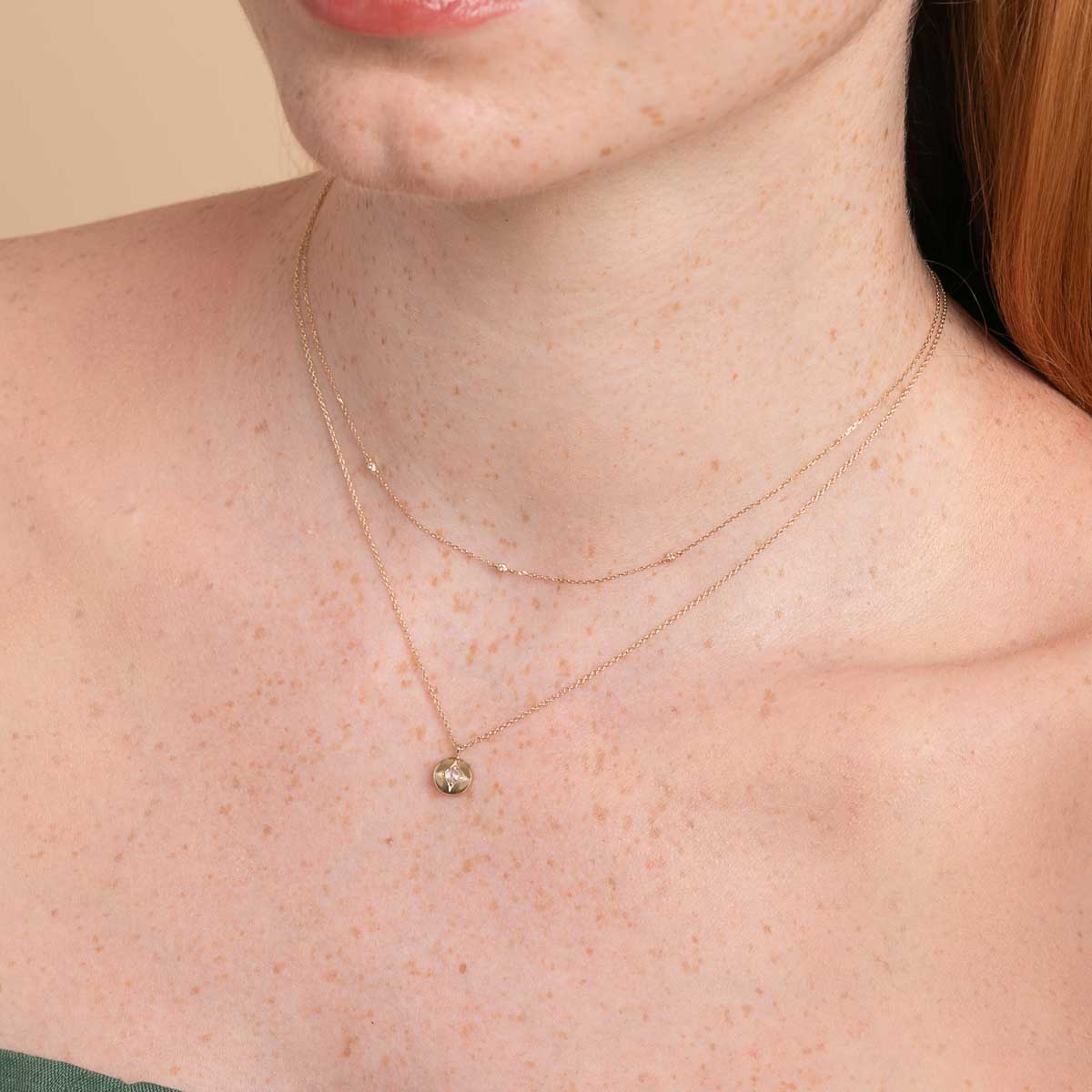 April Topaz Birthstone Necklace in Solid Gold - Image 3