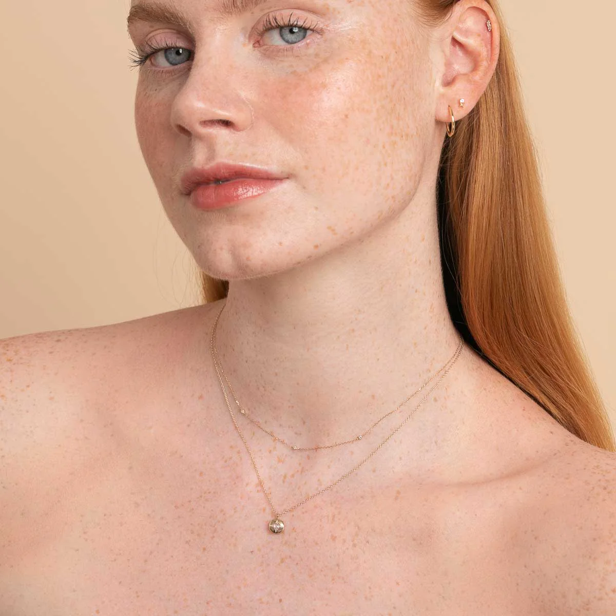 April Topaz Birthstone Necklace in Solid Gold - Image 4