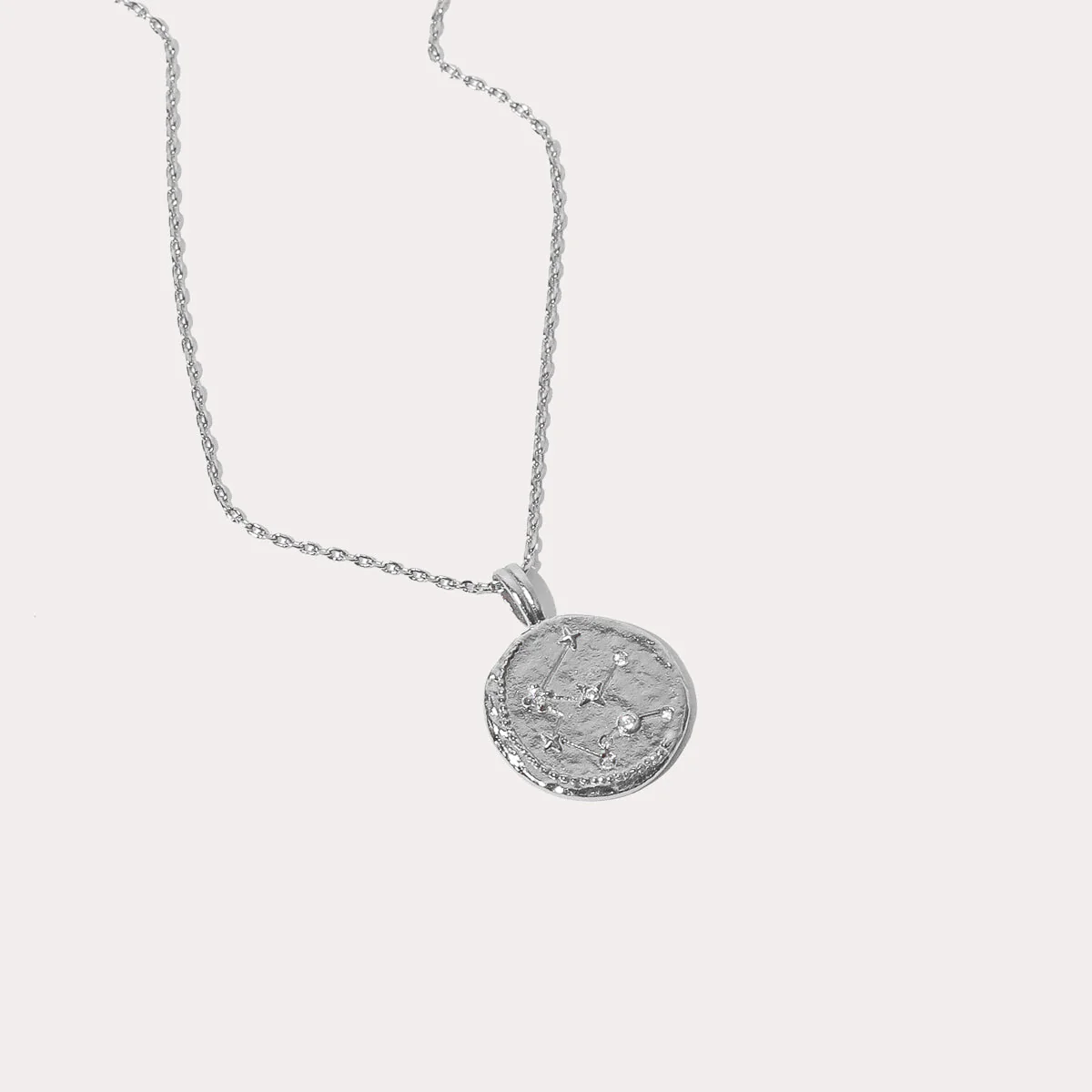 Aquarius Zodiac Pendant Necklace in Silver - Image 3