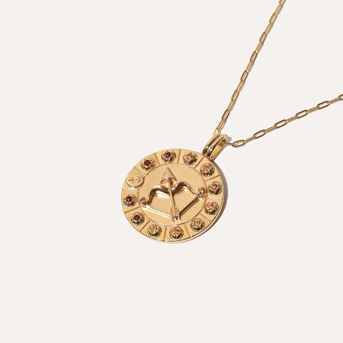 Sagittarius Bold Zodiac Pendant Necklace in Gold - Image 3