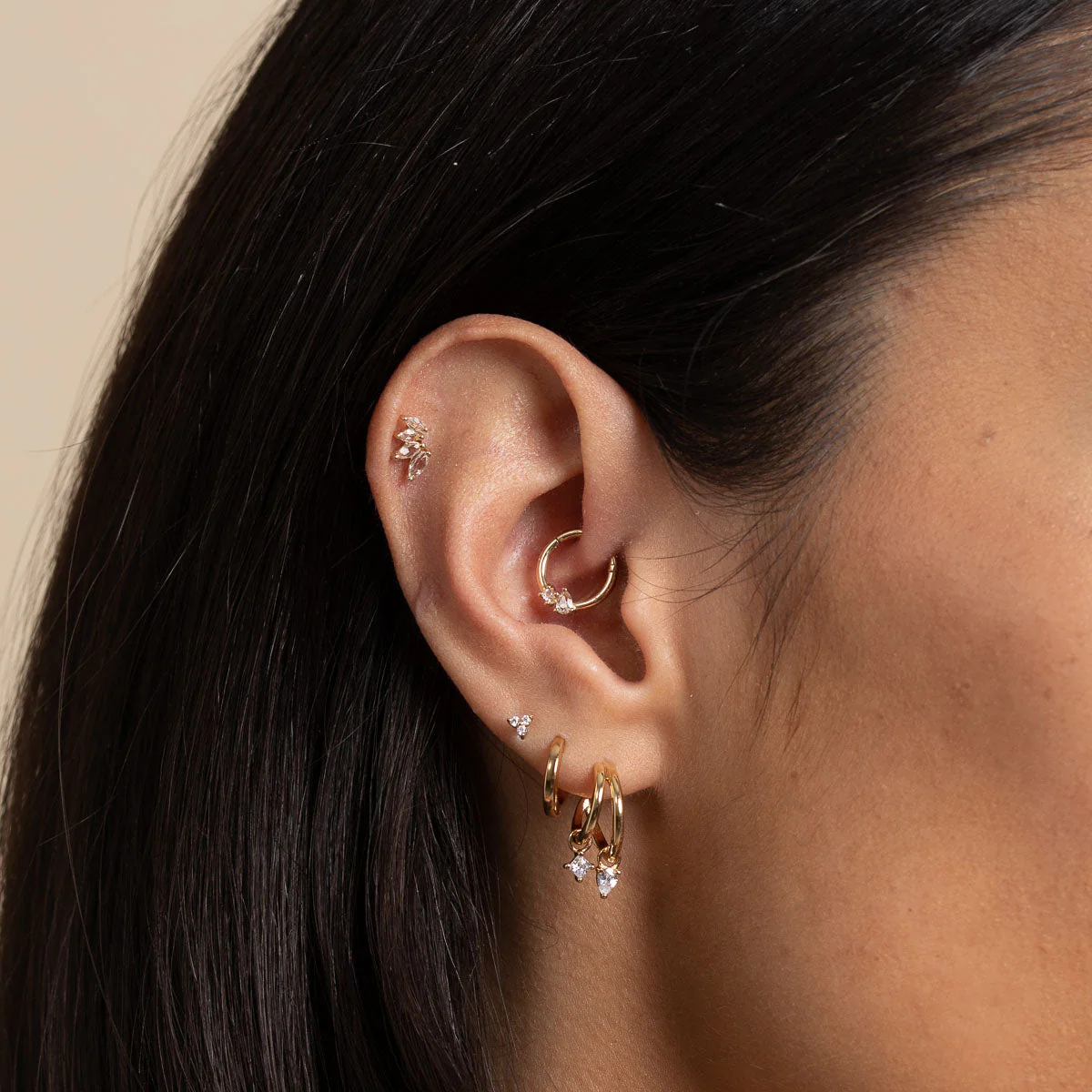 Cluster Topaz Daith Hoop in Solid Gold - Image 3