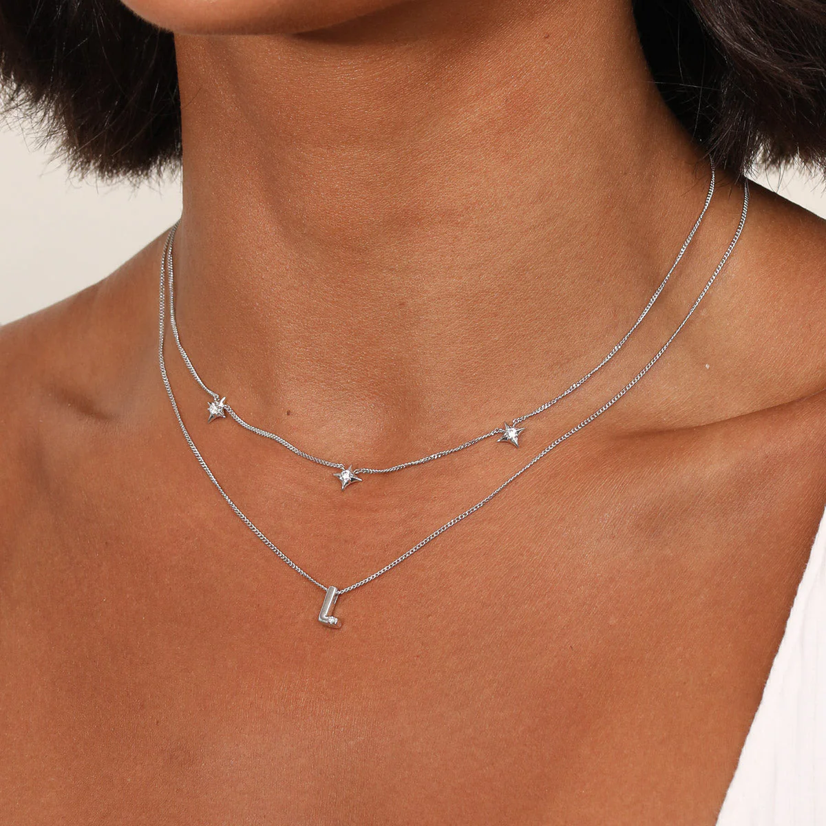 Cosmic Star Charm Necklace in Silver - Image 5