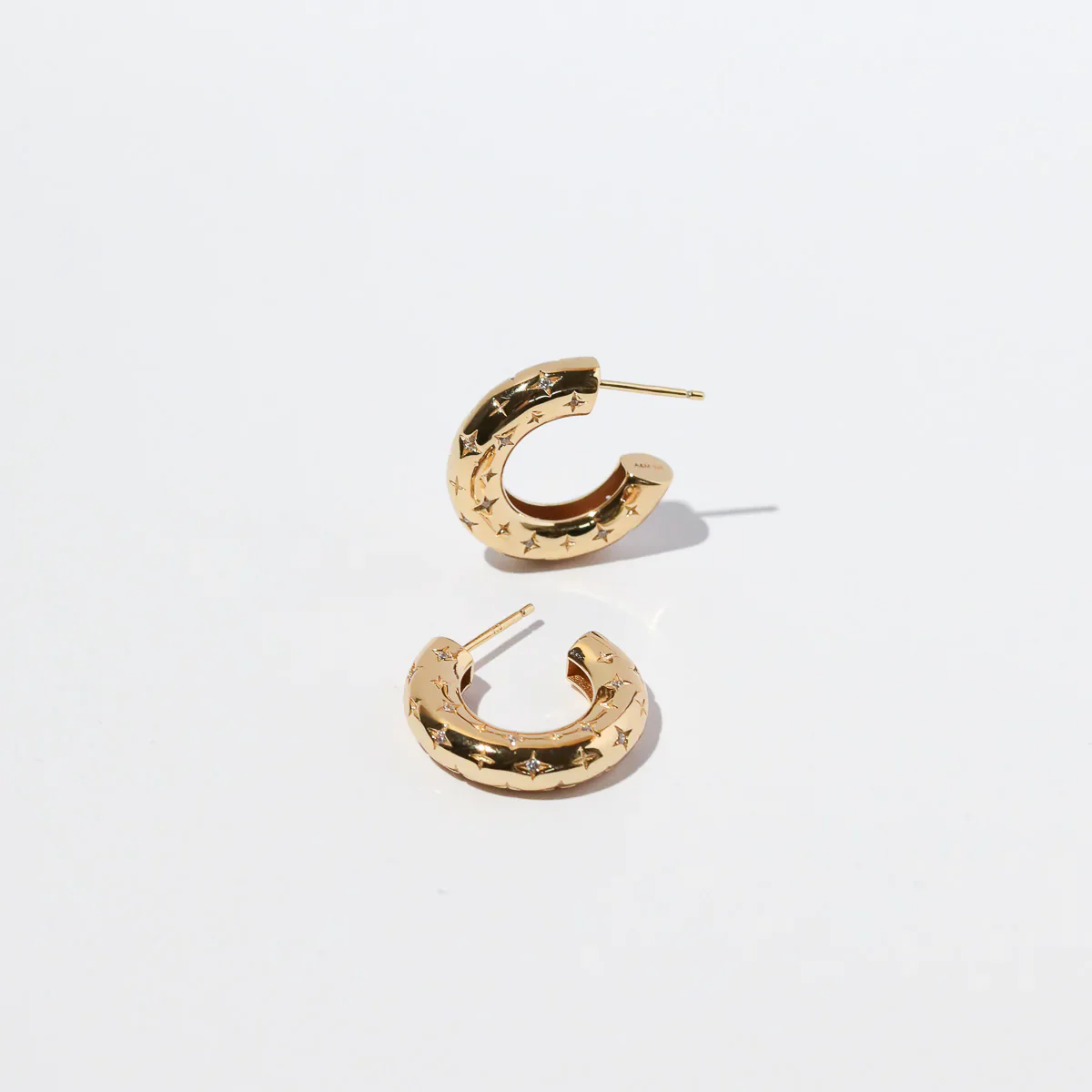 Cosmic Star Dome Hoops in Gold - Image 3