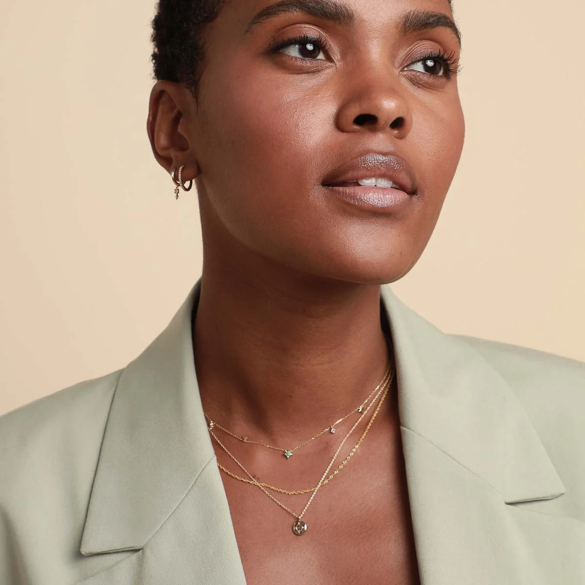 Cosmic Star Opal Charm Necklace in Solid Gold - Image 6