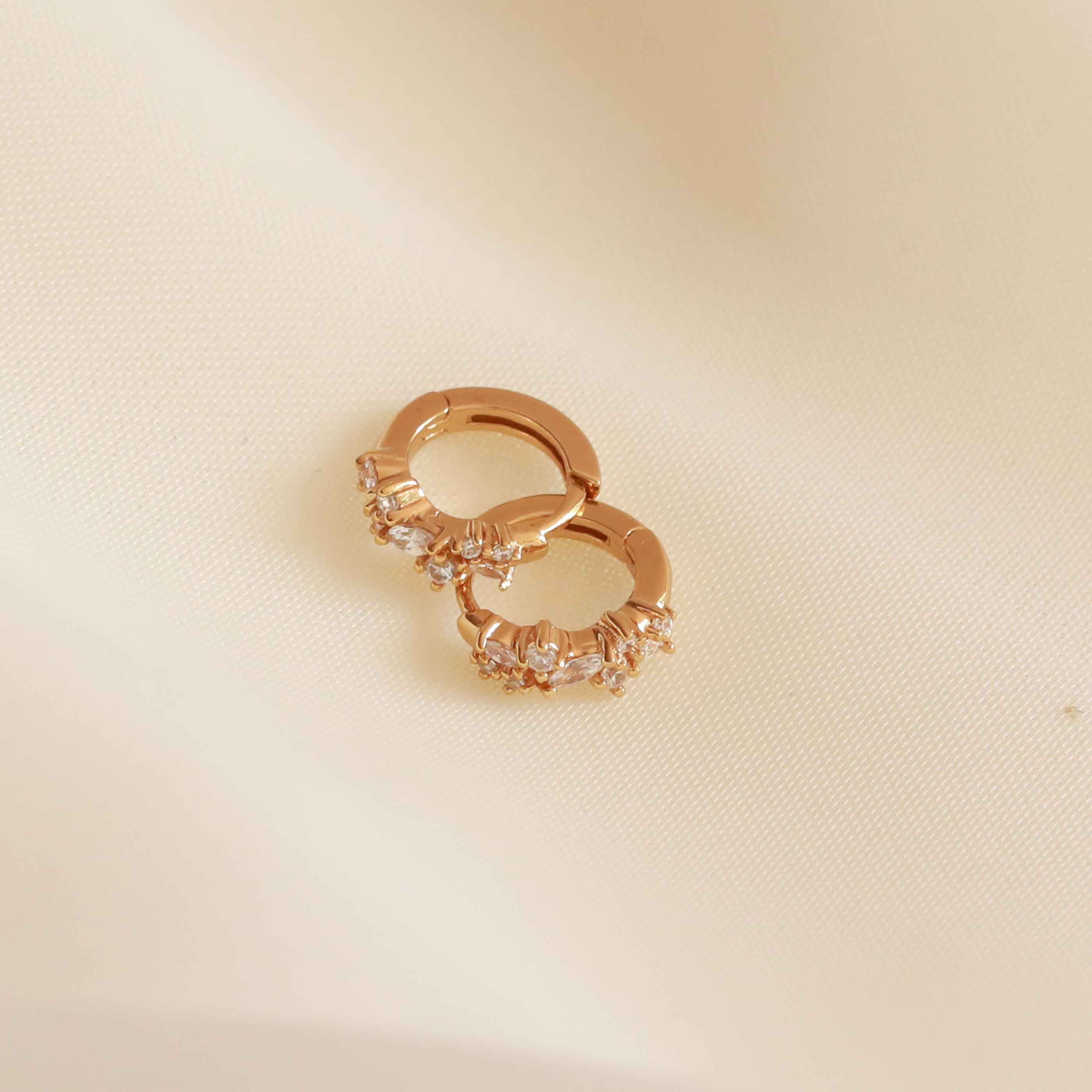 Crystal Cluster Huggies in Gold - Image 3