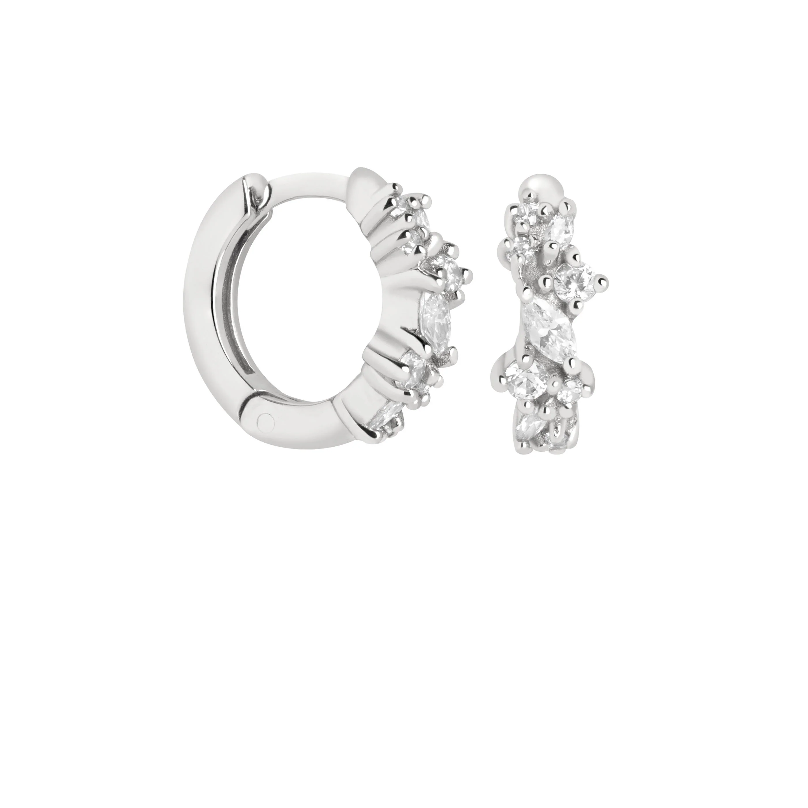 Crystal Cluster Huggies in Silver - Image 5