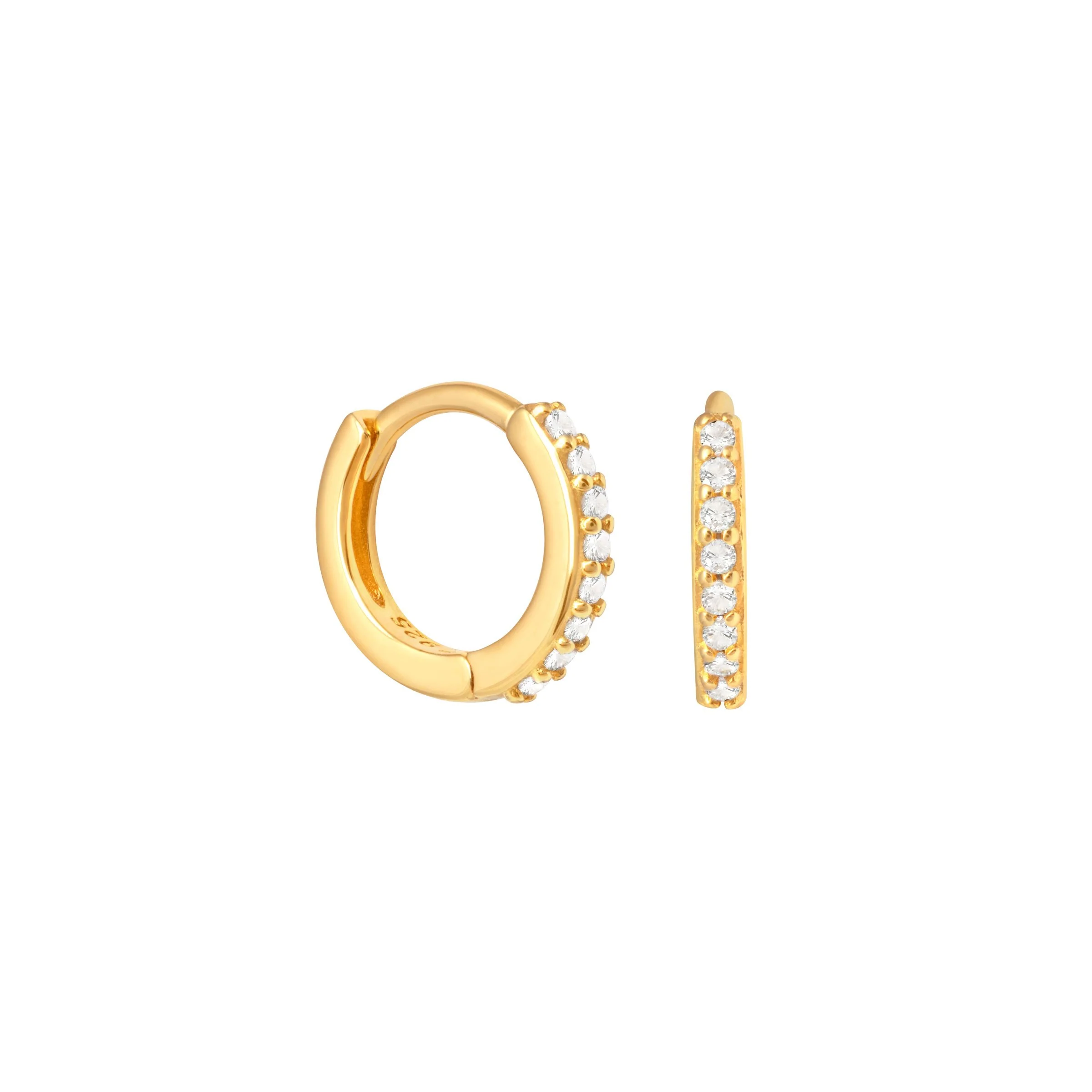 April Birthstone Huggies in Gold with Clear CZ - Image 5