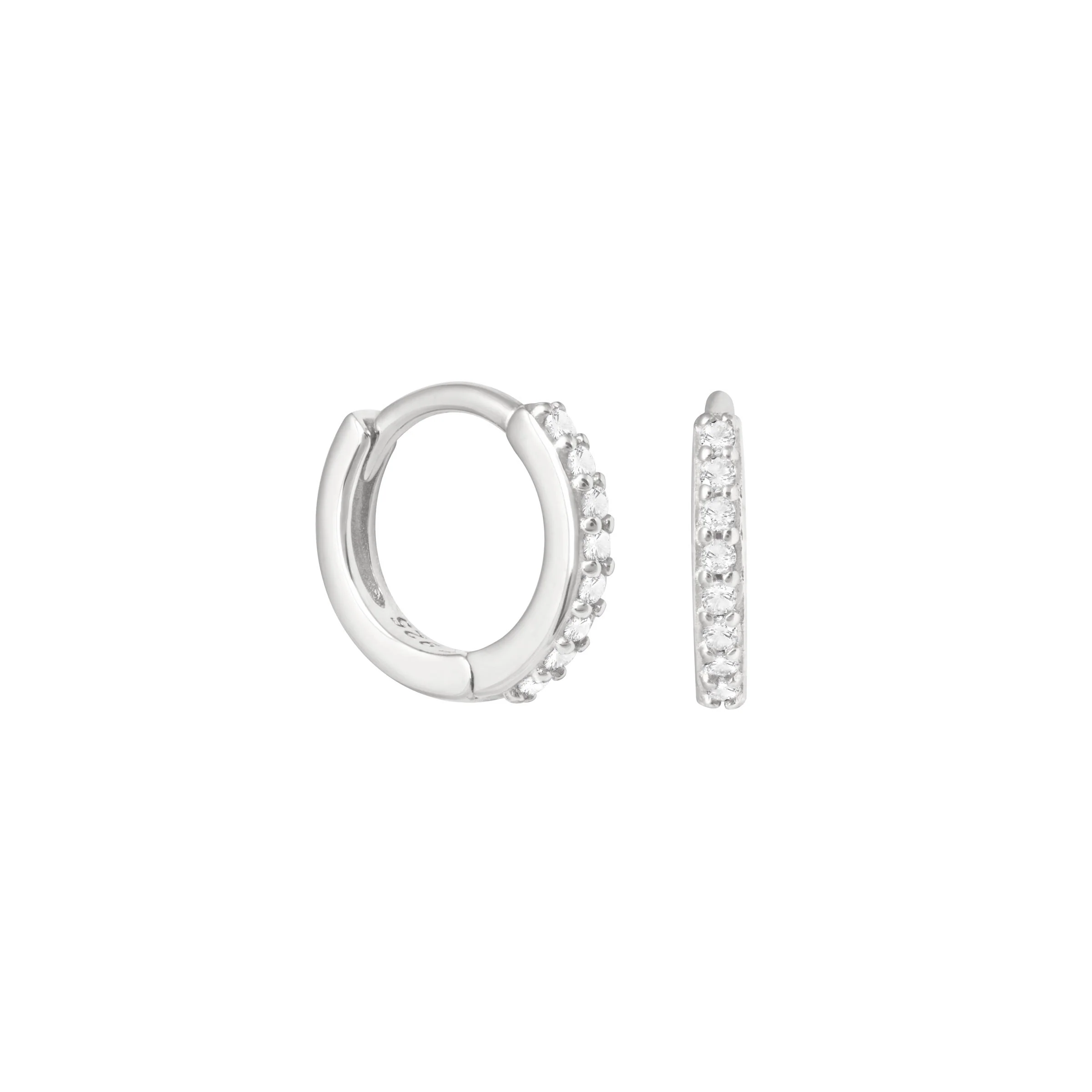 April Birthstone Huggies in Silver with Clear CZ - Image 3