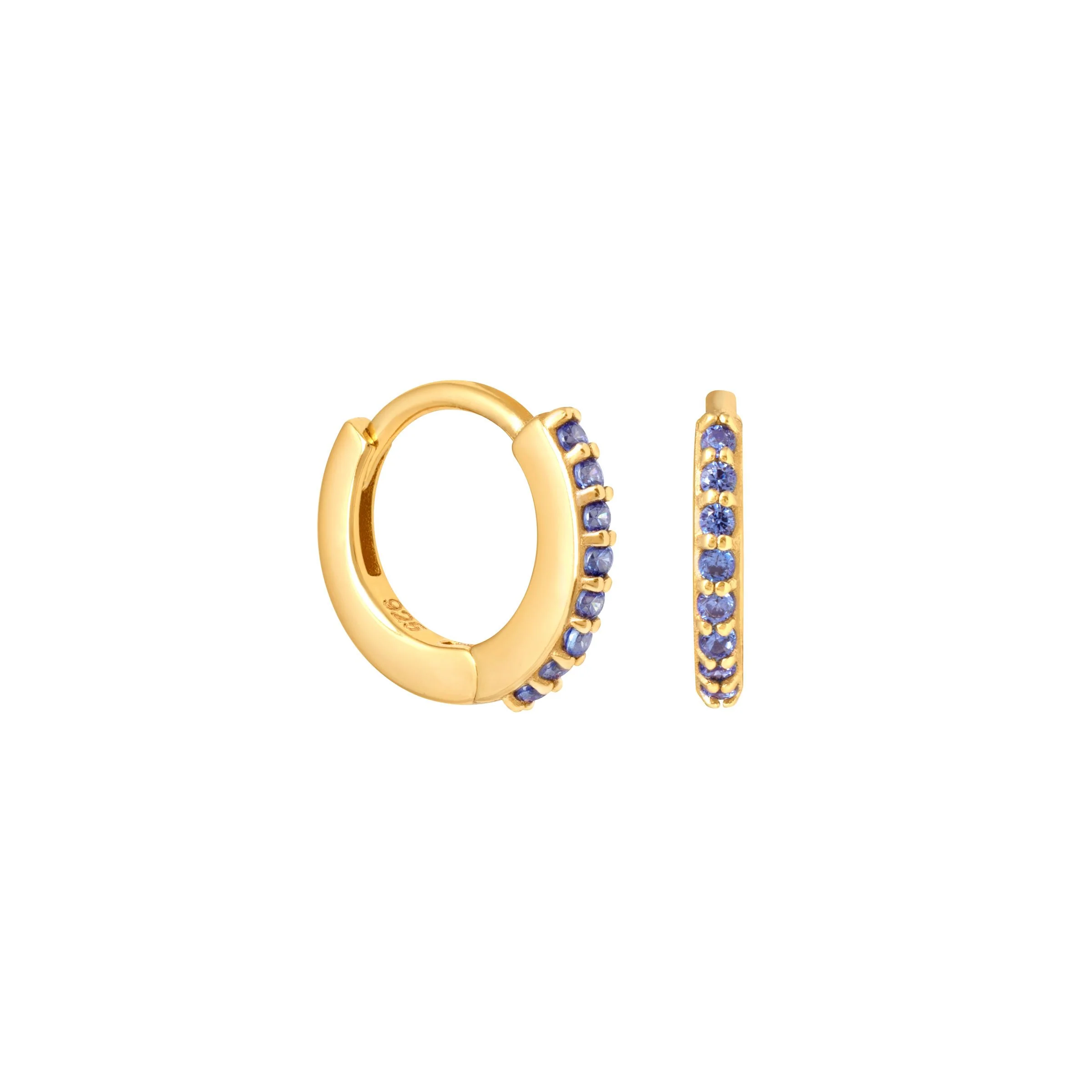 December Birthstone Huggies in Gold with Tanzanite CZ - Image 4