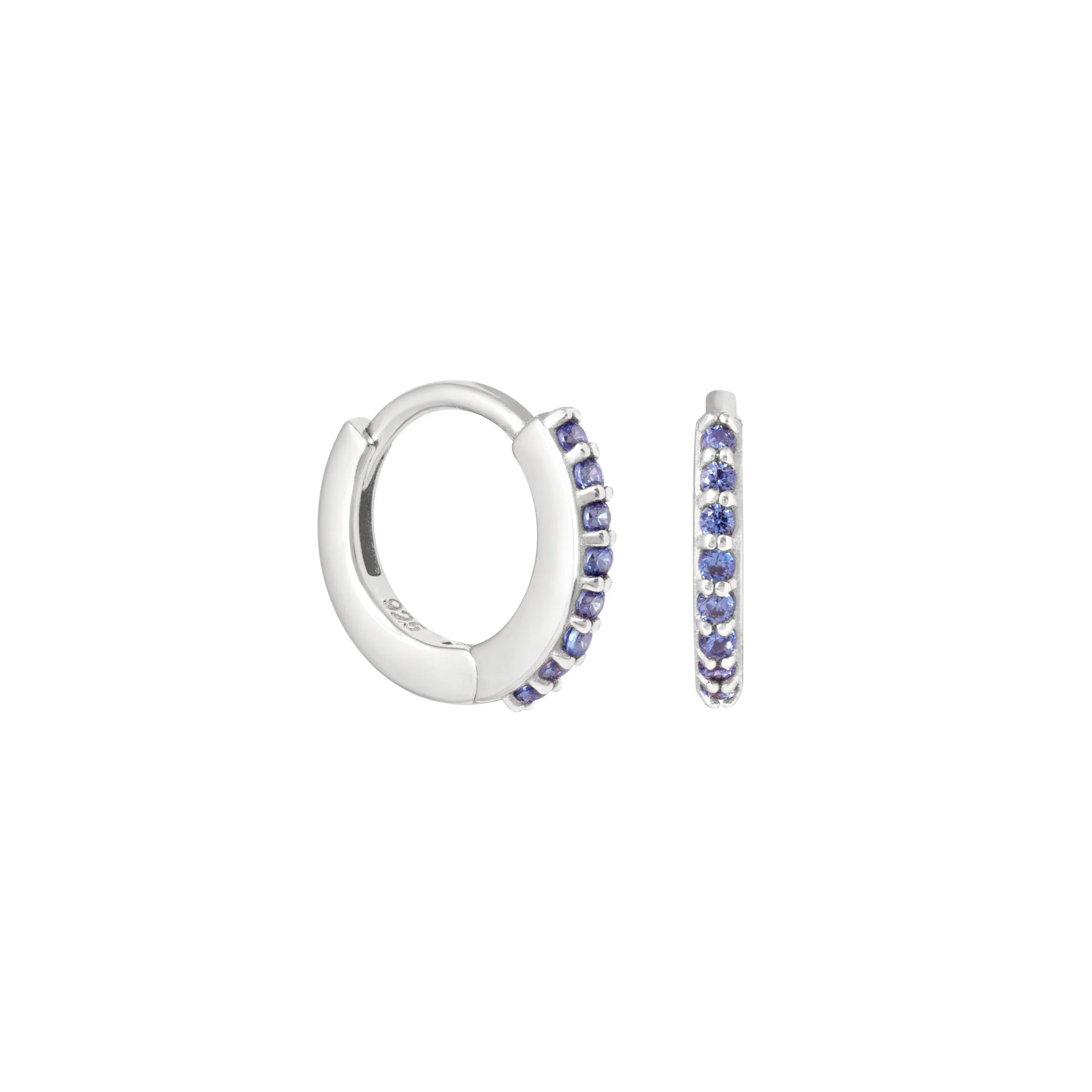 December Birthstone Huggies in Silver with Tanzanite CZ - Image 5