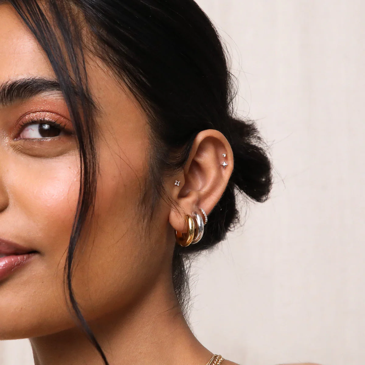 Cosmic Star Piercing Stud in Solid White Gold - Image 4