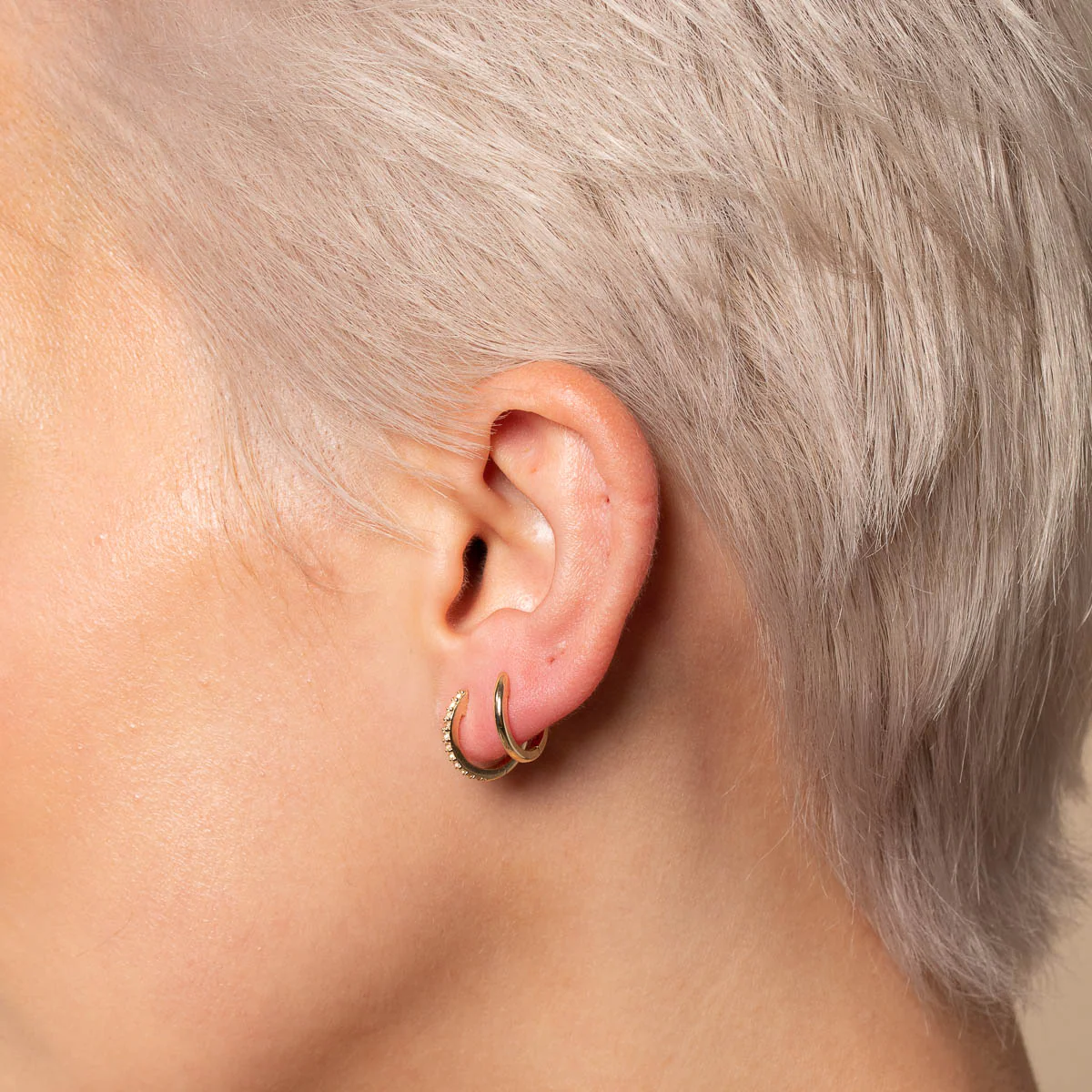 Gem Piercing Hoop in Solid Gold - Image 3