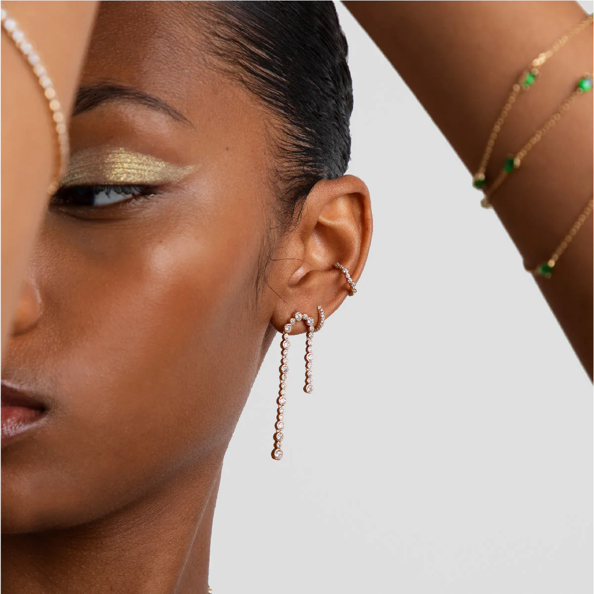 Gleam Crystal Drop Studs in Gold - Image 4