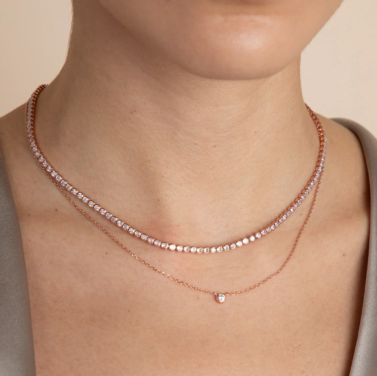 Gleam Tennis Chain Necklace in Rose Gold - Image 3