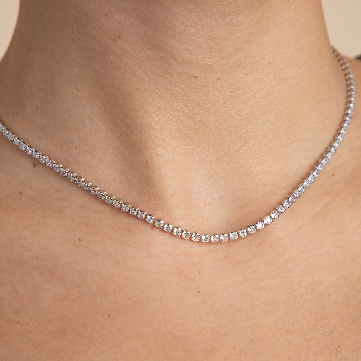 Gleam Tennis Chain Necklace in Silver - Image 4