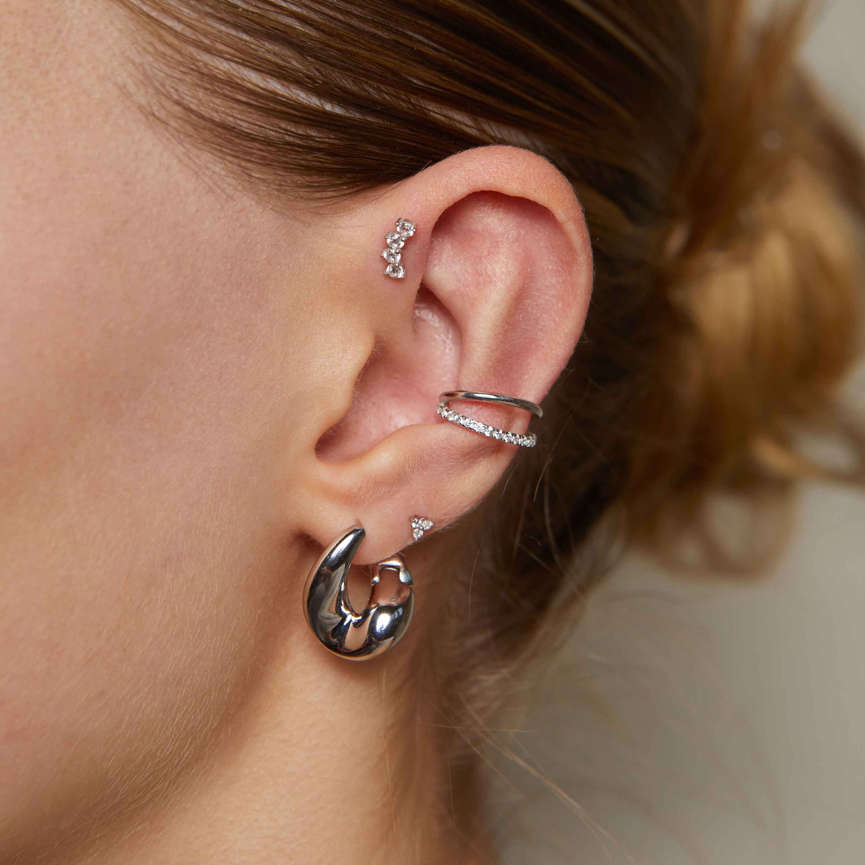 Illusion Crystal Ear Cuff in Silver - Image 5