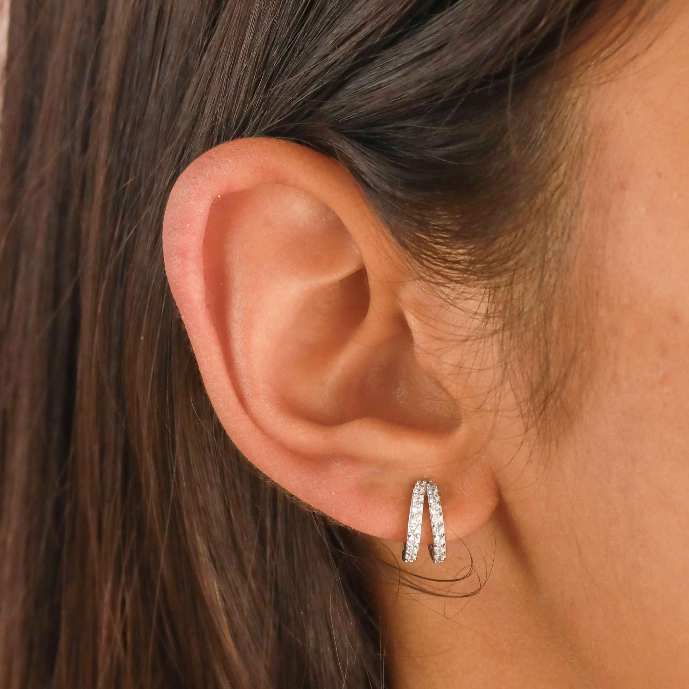 Illusion Crystal Huggies in Silver - Image 3