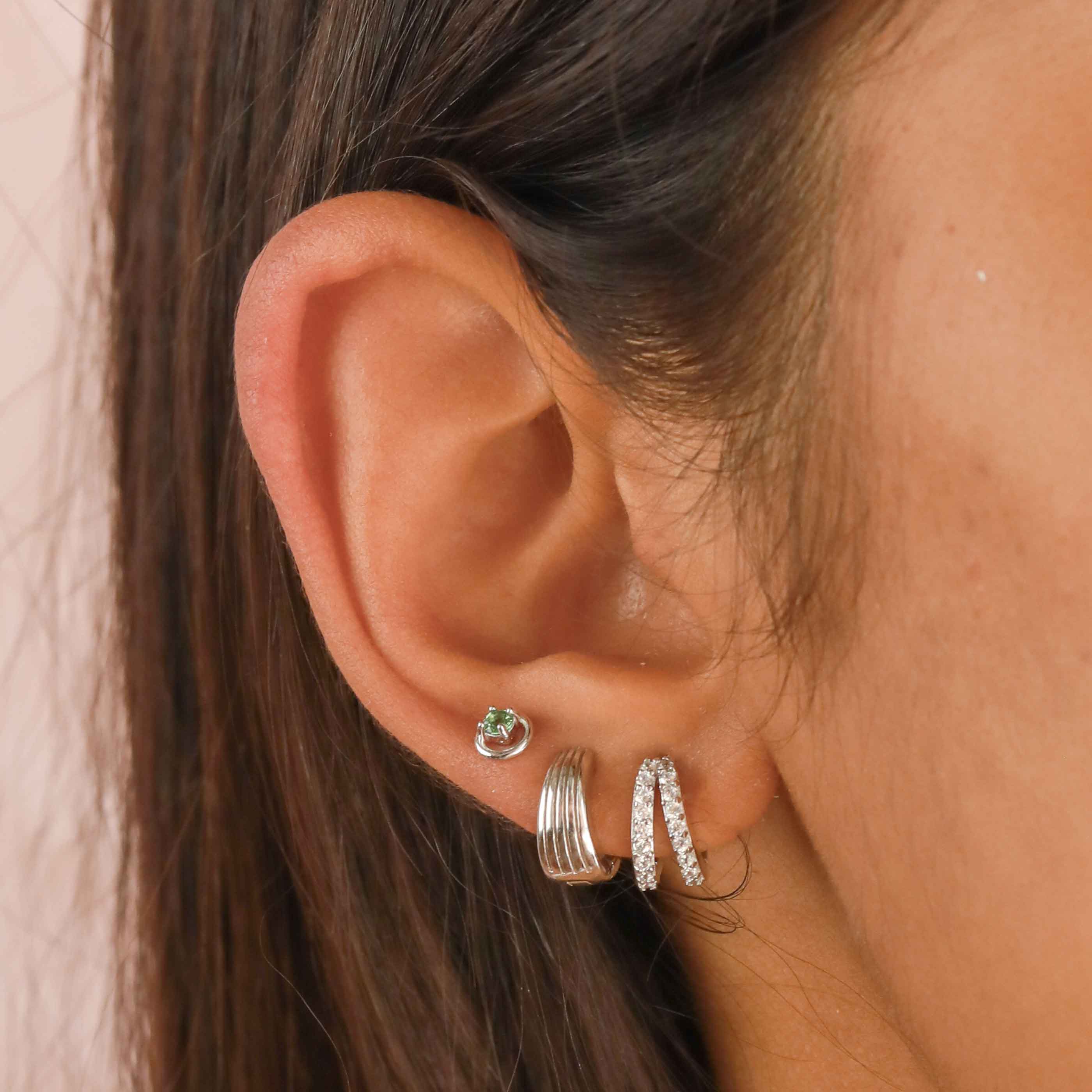 Illusion Crystal Huggies in Silver - Image 7