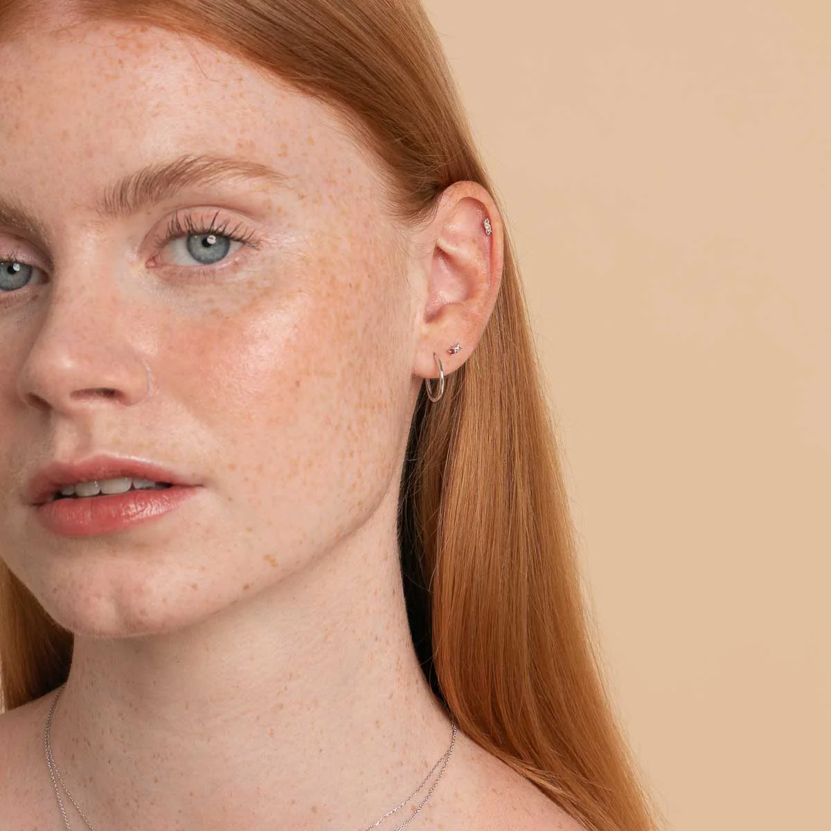 January Garnet Birthstone Necklace in Solid White Gold - Image 4