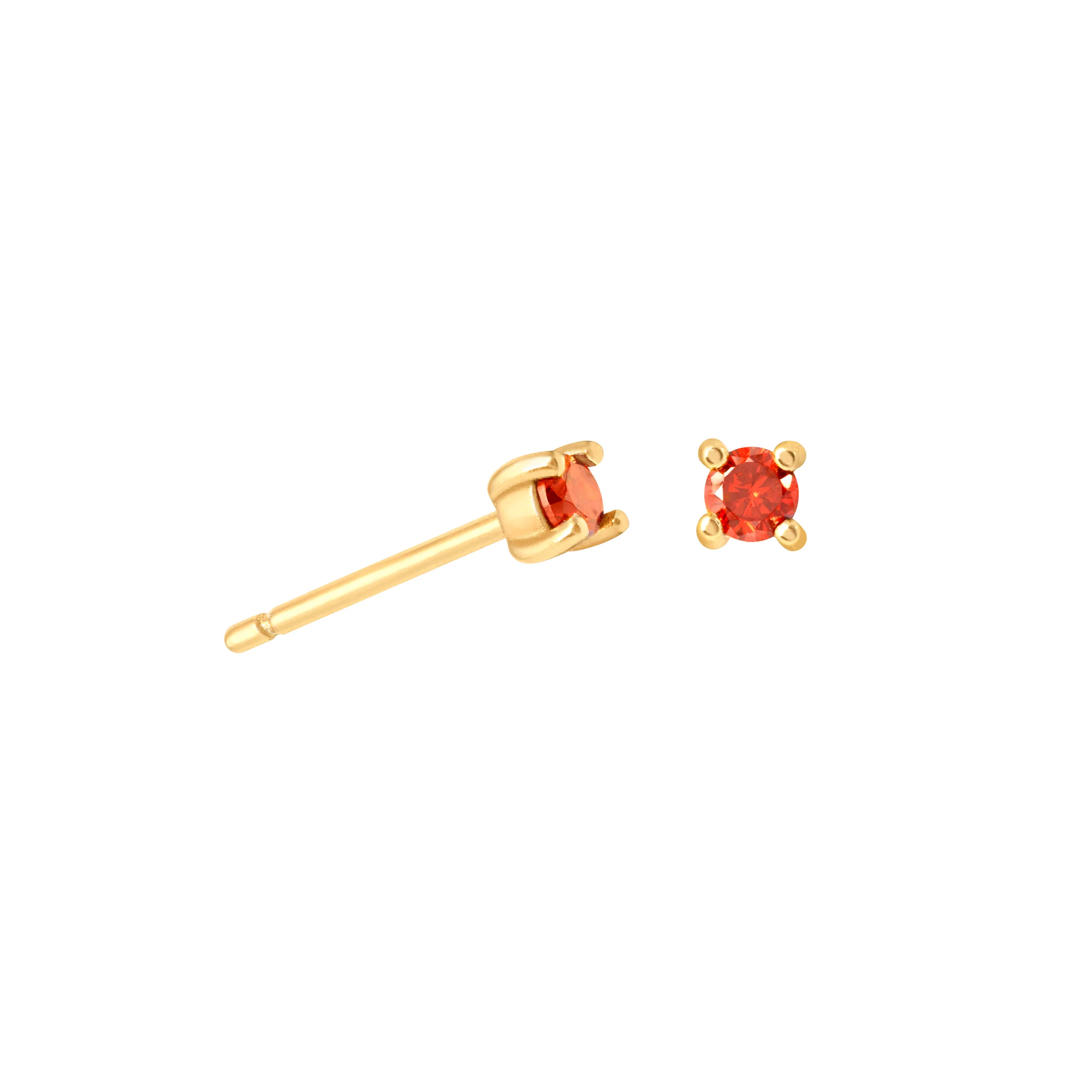 January Birthstone Stud Earrings in Gold with Garnet CZ - Image 5