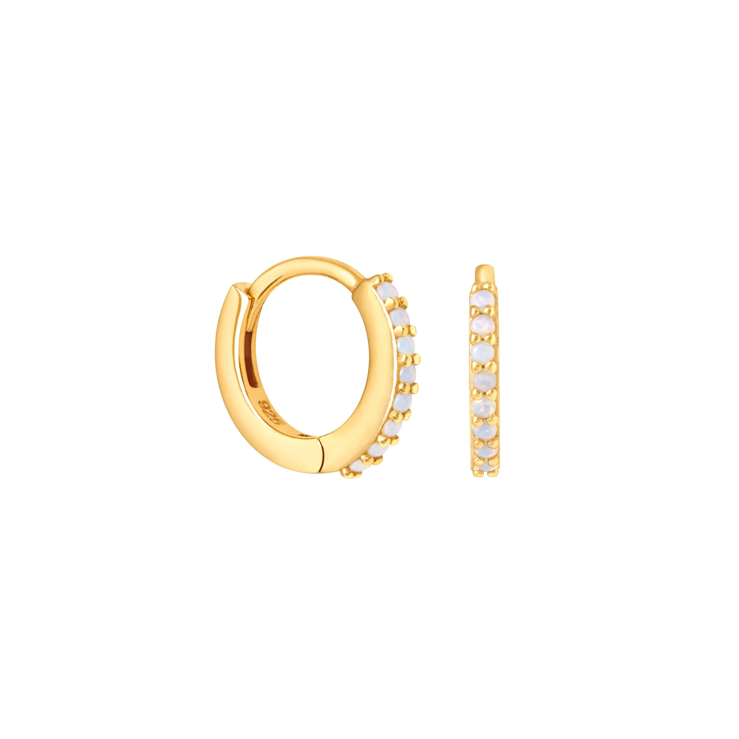 June Birthstone Huggies in Gold with Moonstone CZ - Image 5