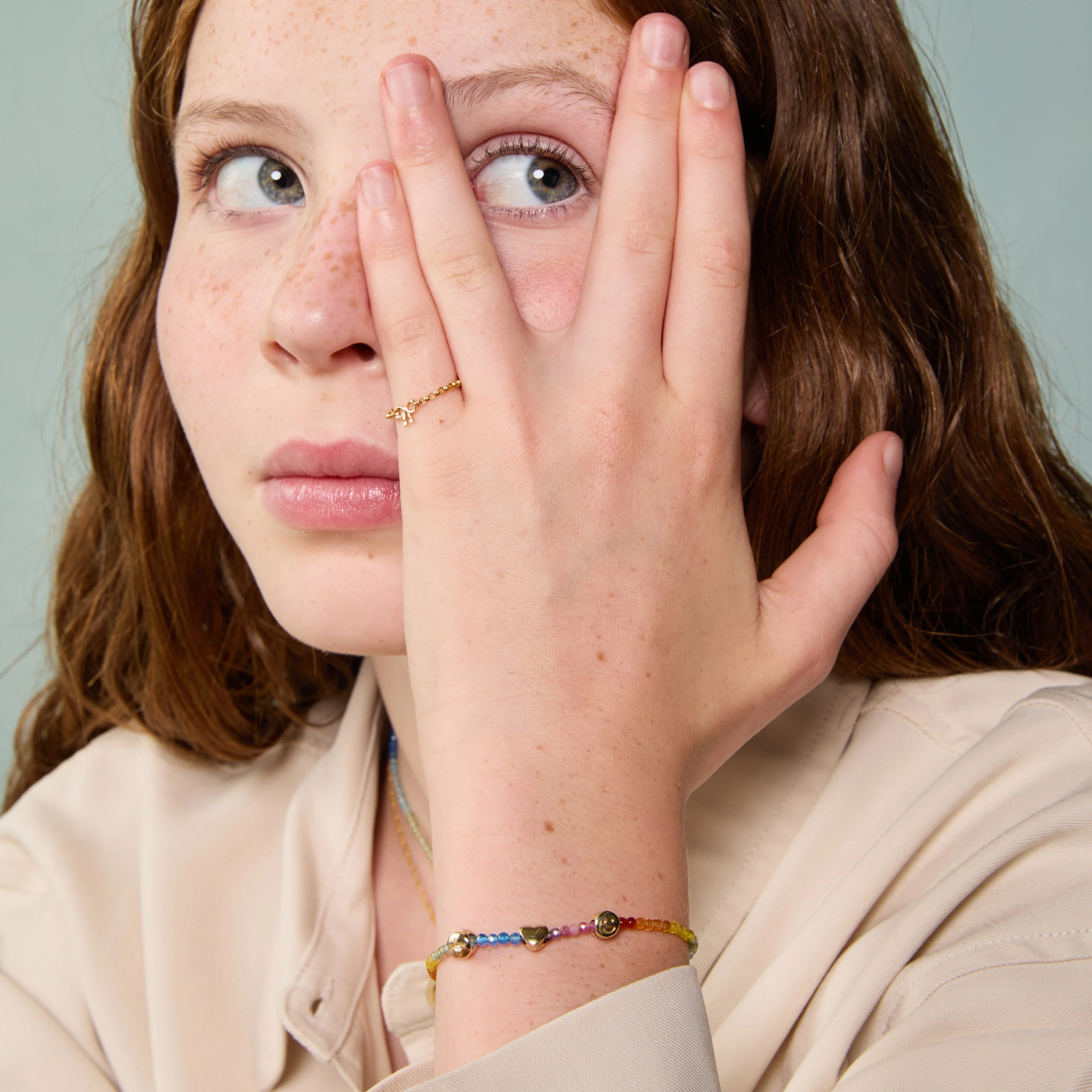 Junior Rainbow Gemstone Bracelet in 9k Gold - Image 3