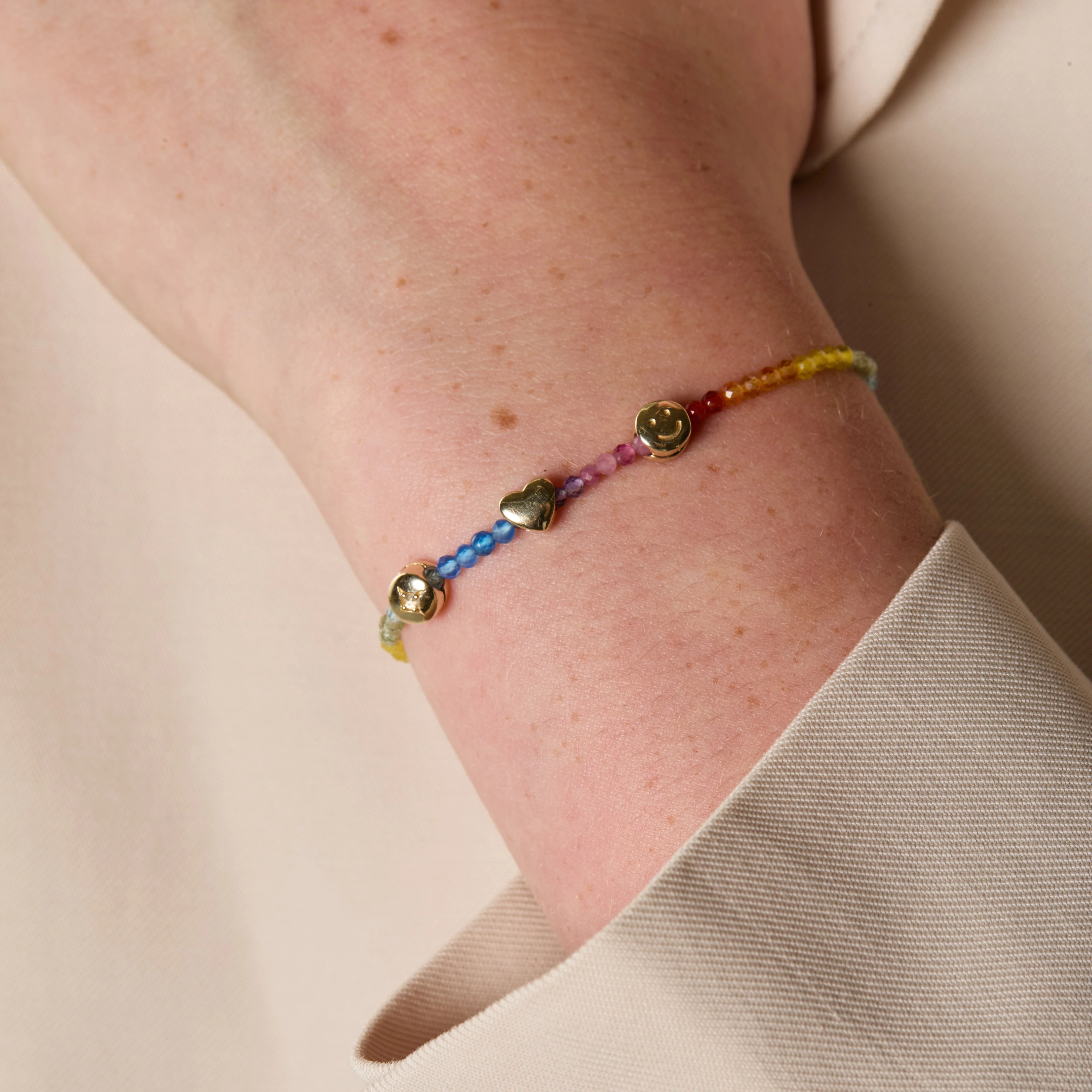 Junior Rainbow Gemstone Bracelet in 9k Gold - Image 4