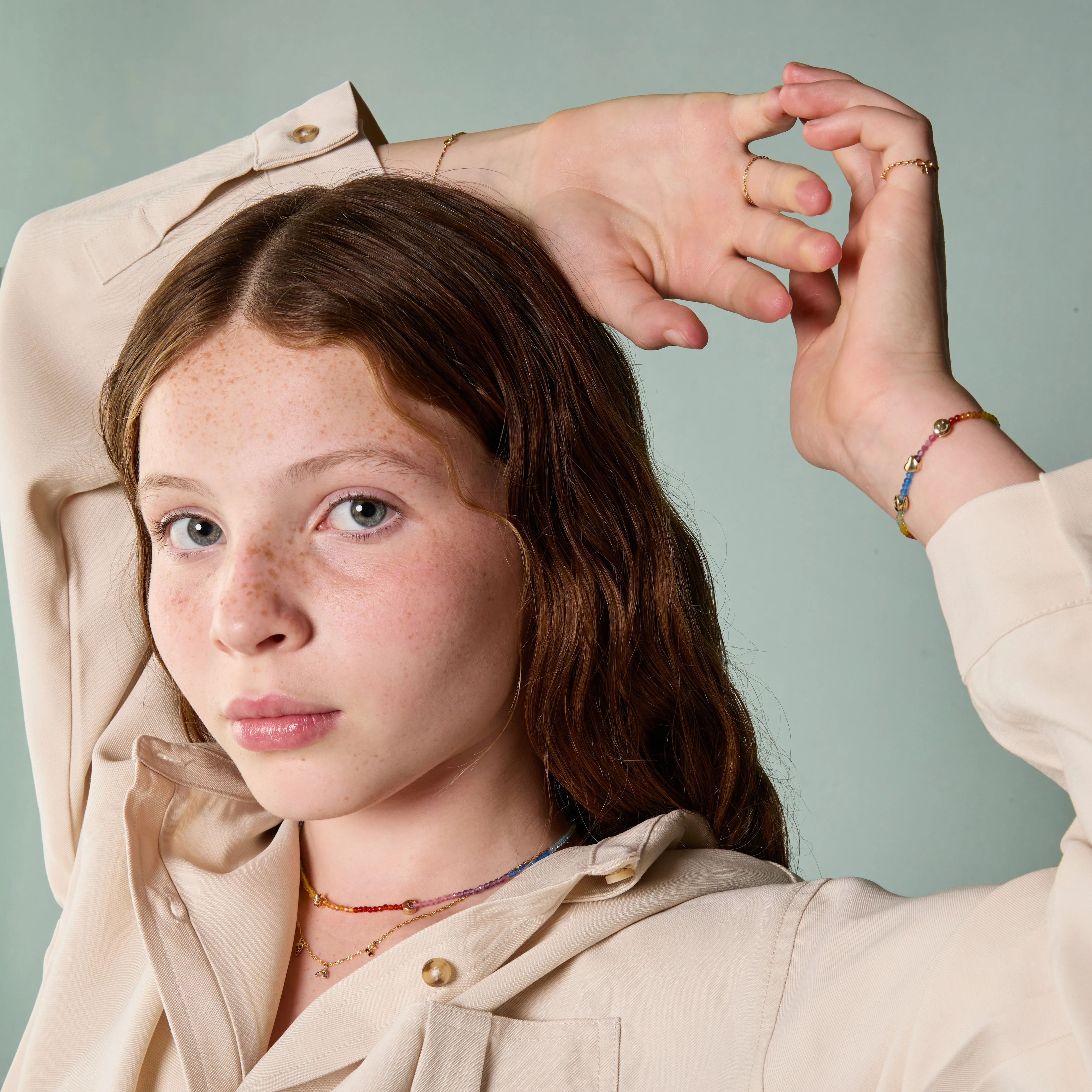 Junior Rainbow Gemstone Bracelet in 9k Gold - Image 5