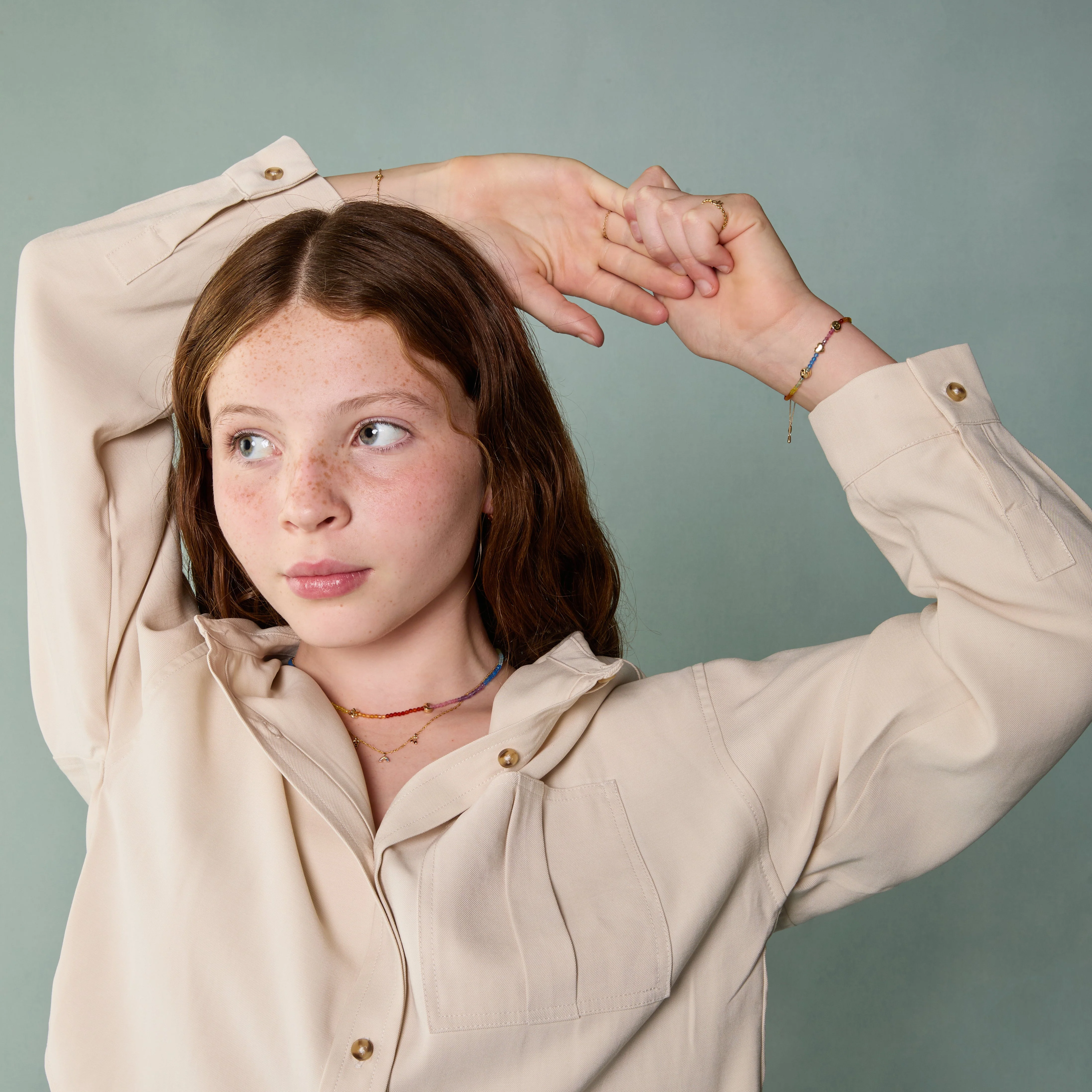 Junior Rainbow Gemstone Bracelet in 9k Gold - Image 6