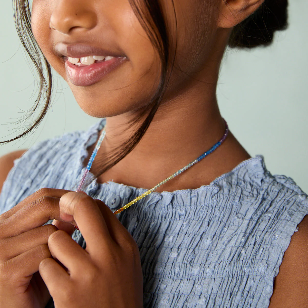 Junior Rainbow Gemstone Necklace in 9k Gold - Image 3