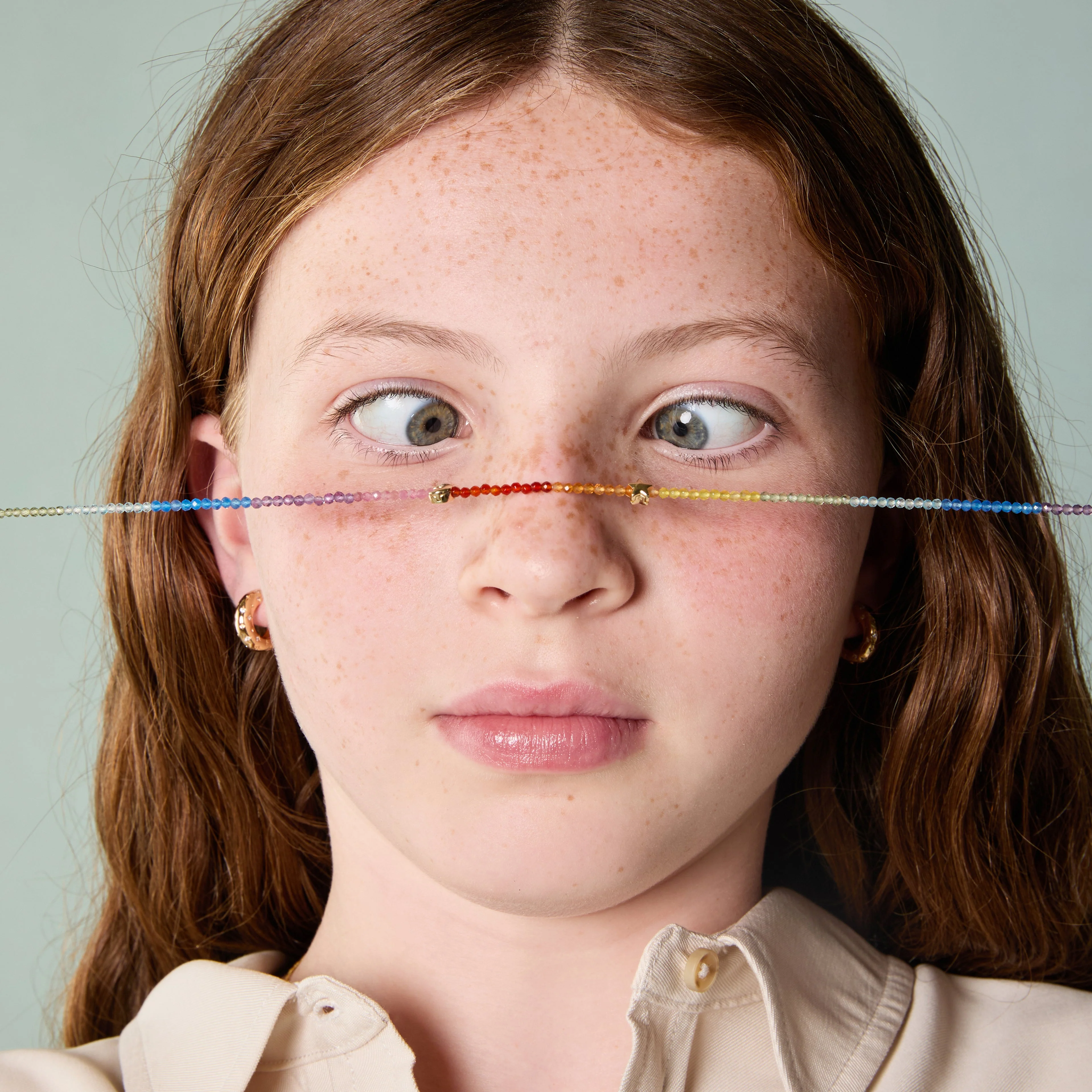 Junior Rainbow Gemstone Necklace in 9k Gold - Image 4