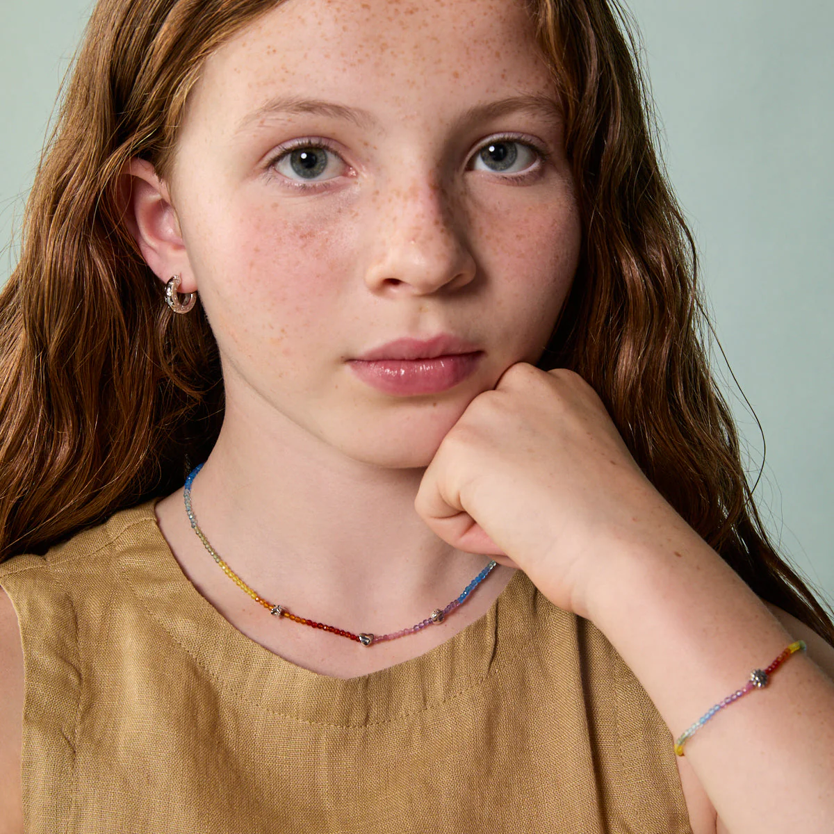 Junior Rainbow Gemstone Necklace in 9k White Gold - Image 3