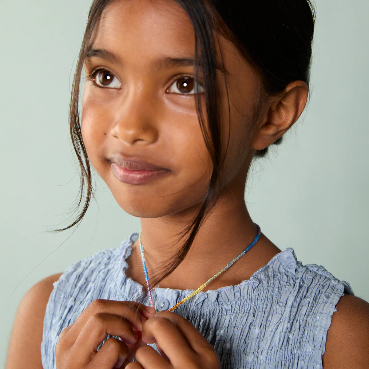 Junior Rainbow Gemstone Necklace in 9k White Gold - Image 4