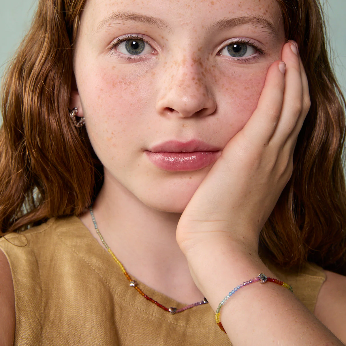 Junior Rainbow Gemstone Necklace in 9k White Gold - Image 5