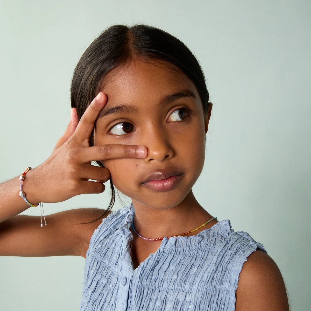 Junior Rainbow Gemstone Necklace in 9k White Gold - Image 6