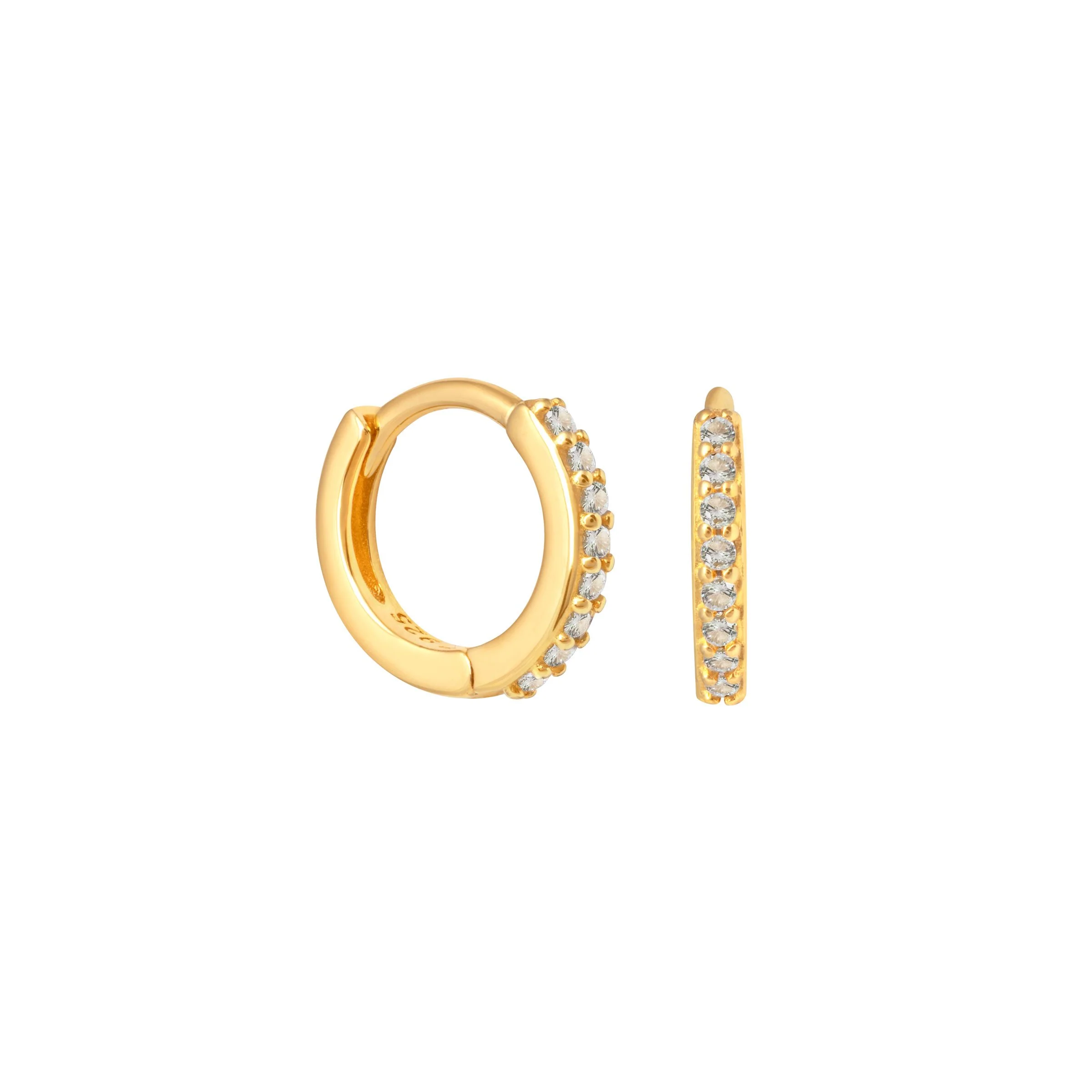 March Birthstone Huggies in Gold with Aquamarine CZ - Image 4