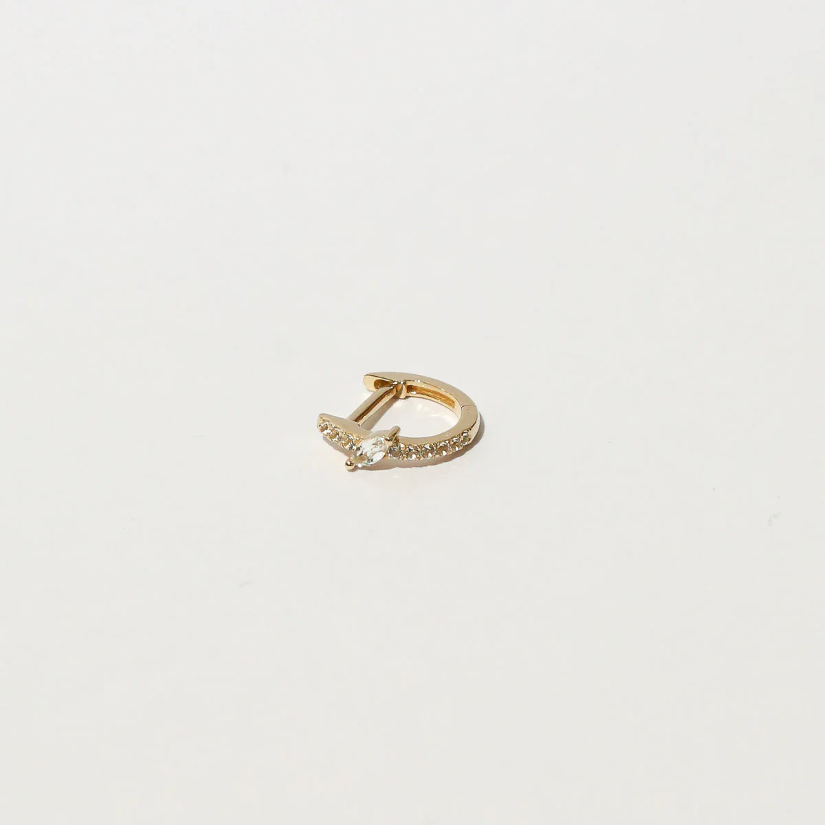 Marquise Gem Piercing Hoop in Solid Gold - Image 3