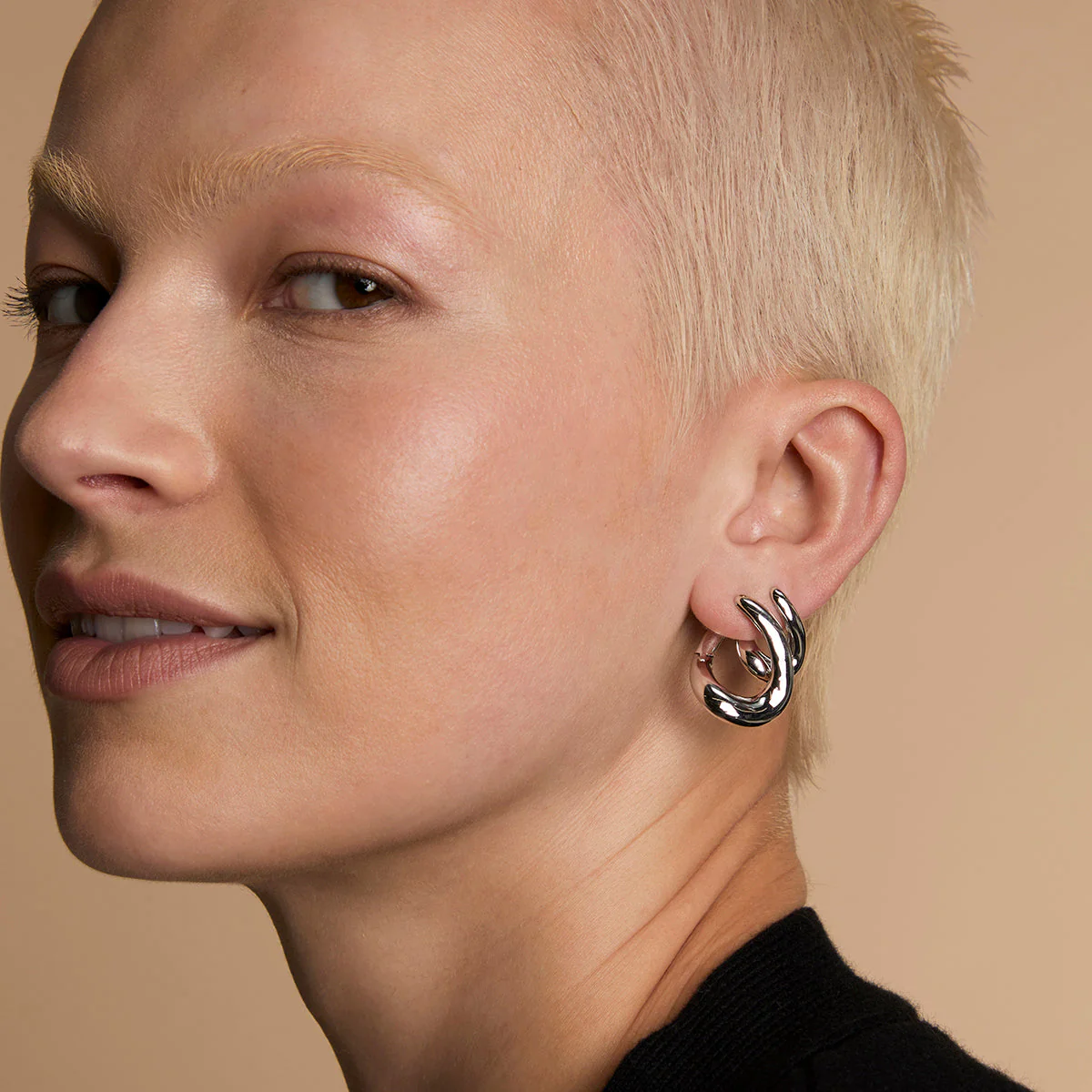 Molten Hoops Stacking Set in Silver - Image 3