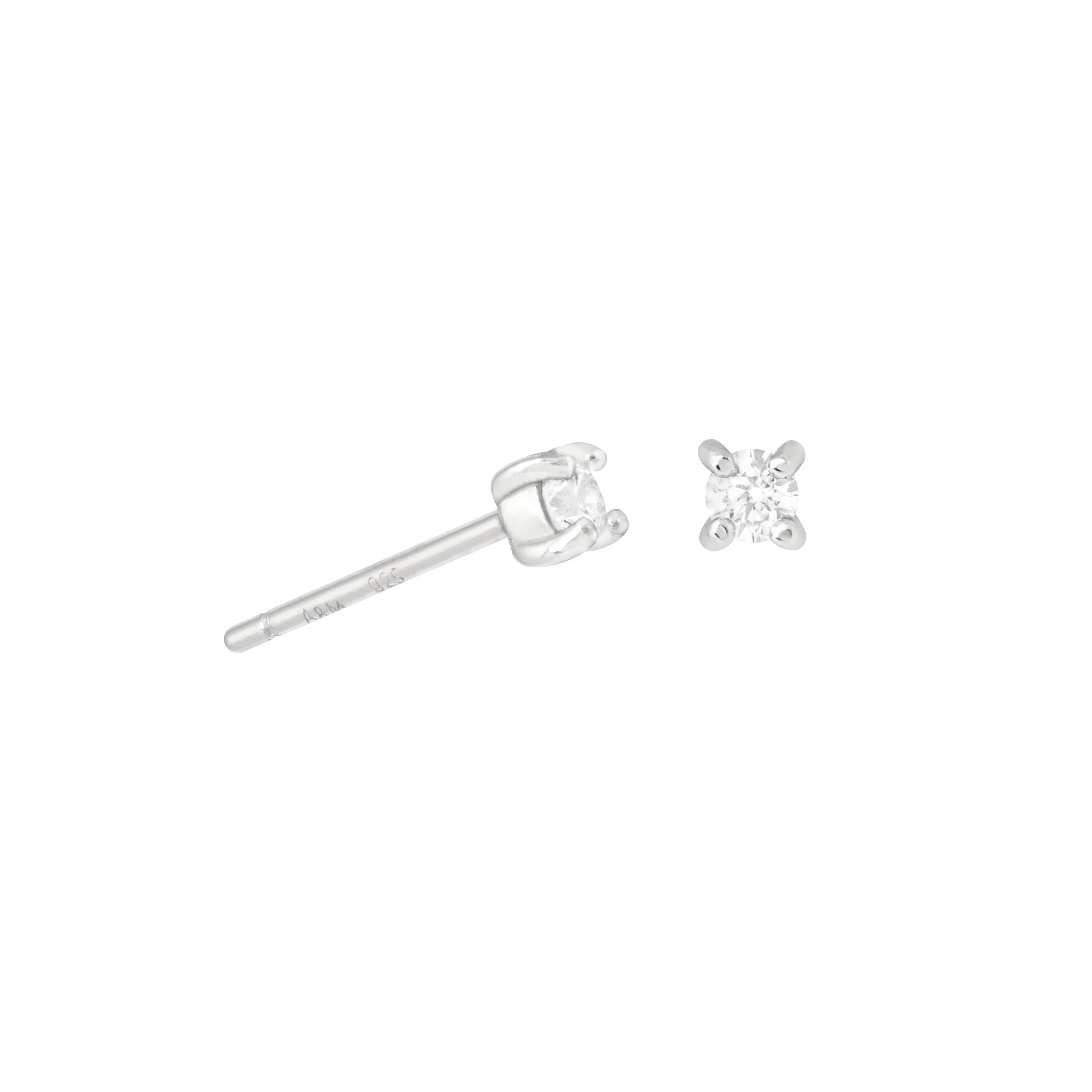 April Birthstone Stud Earrings in Silver with Clear CZ - Image 5
