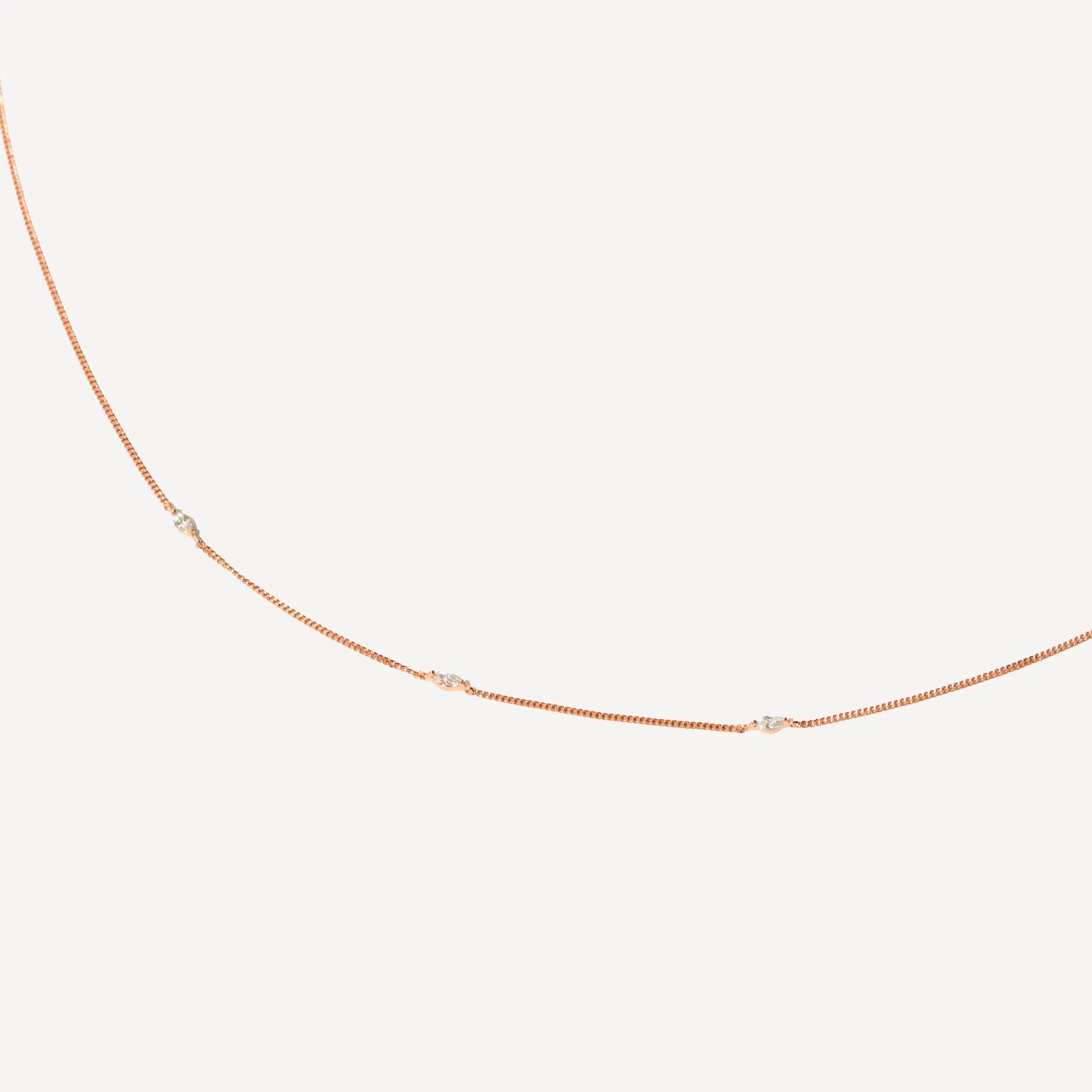 Navette Crystal Necklace in Rose Gold - Image 3