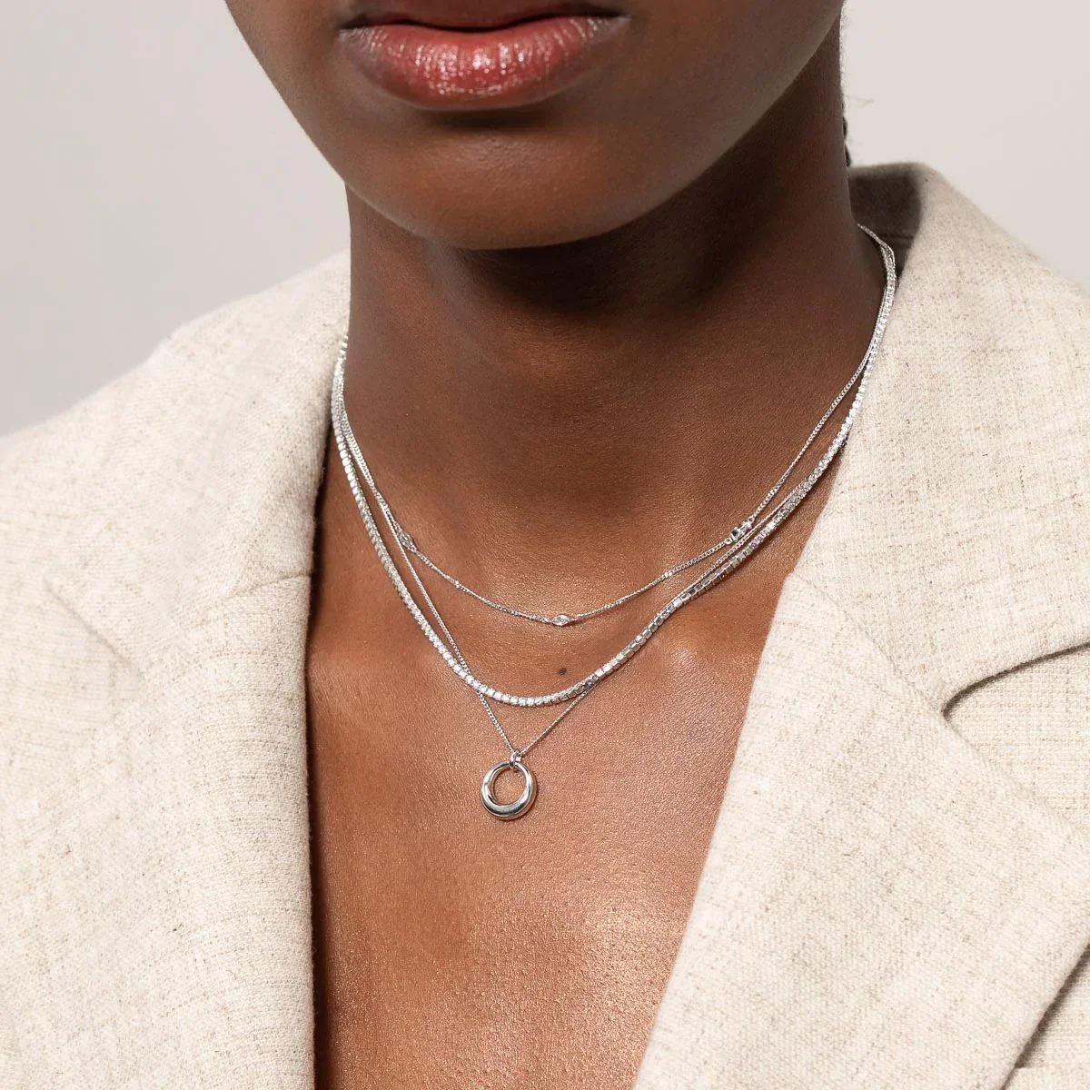 Navette Crystal Necklace in Silver - Image 4