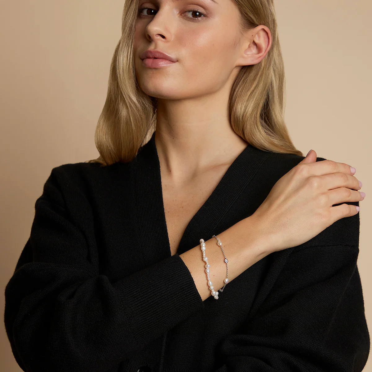 Pearl Bracelet Stacking Set in Silver - Image 3