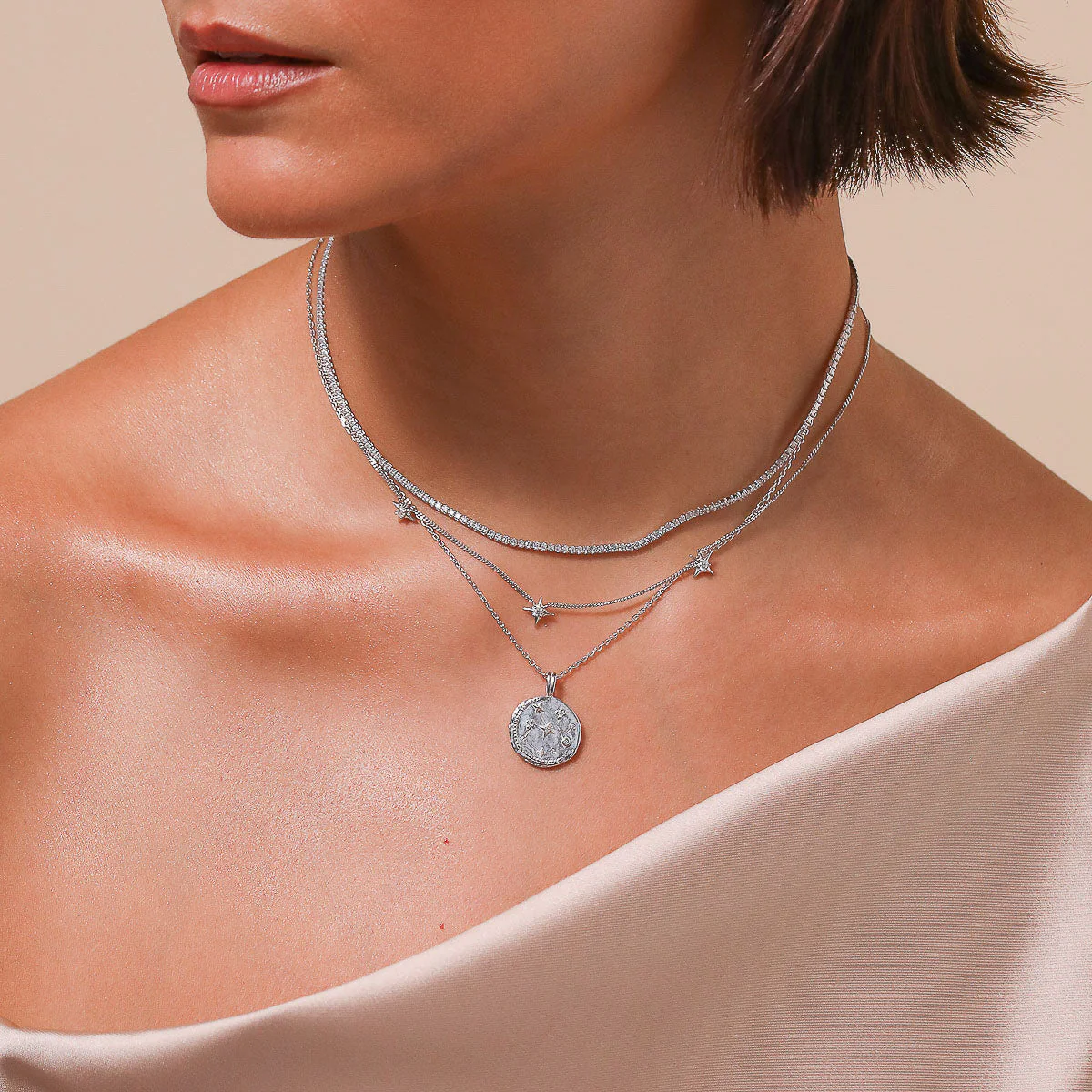 Sagittarius Zodiac Pendant Necklace in Silver - Image 4