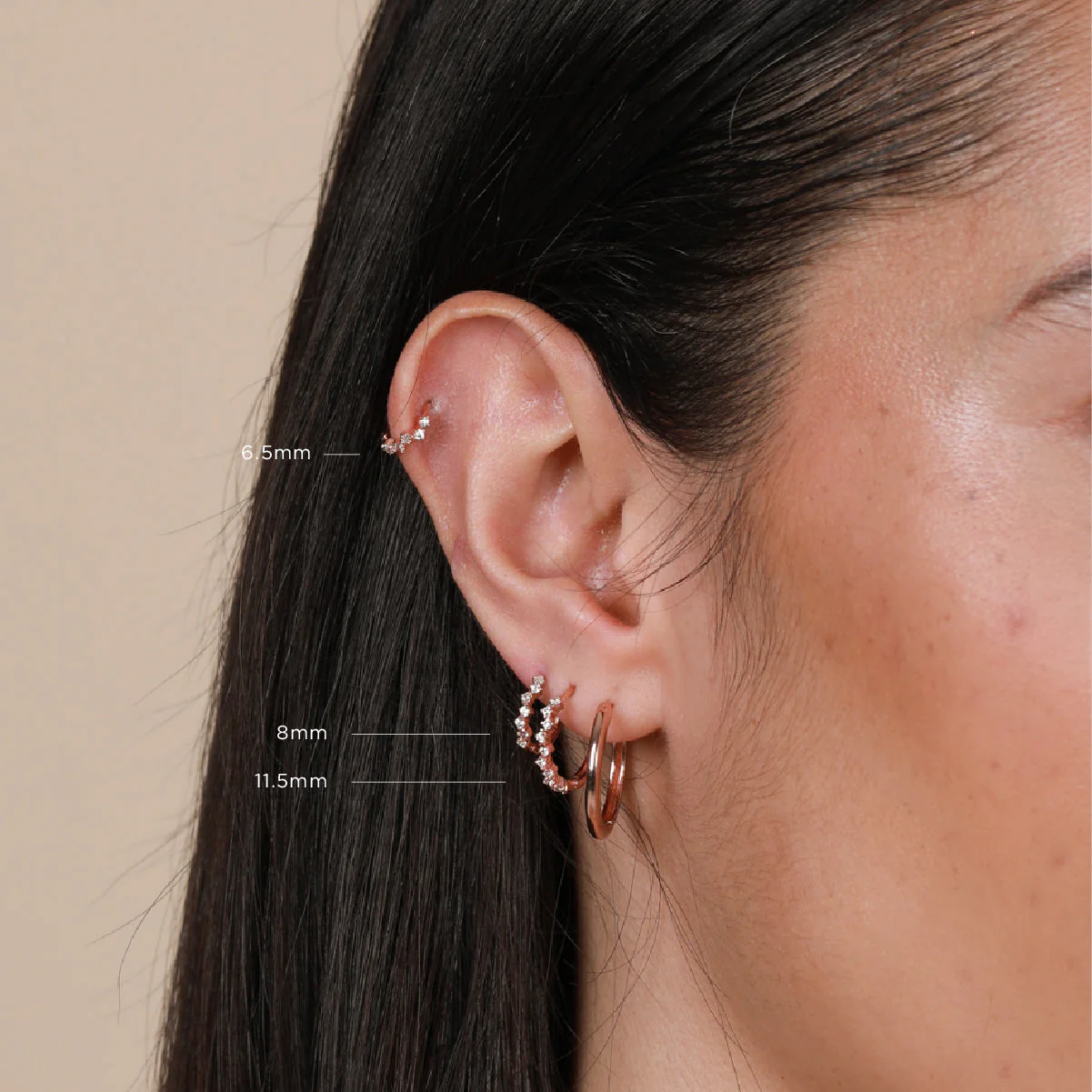 Cluster Hoop 11.5mm in Rose Gold - Image 4