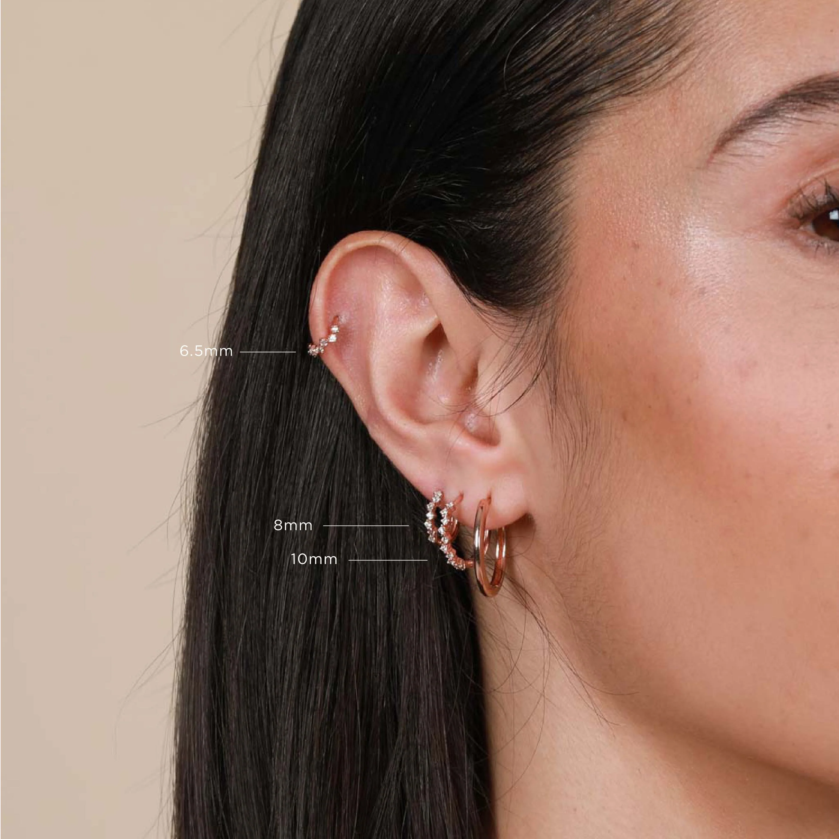 Cluster Hoop 6.5mm in Rose Gold - Image 6