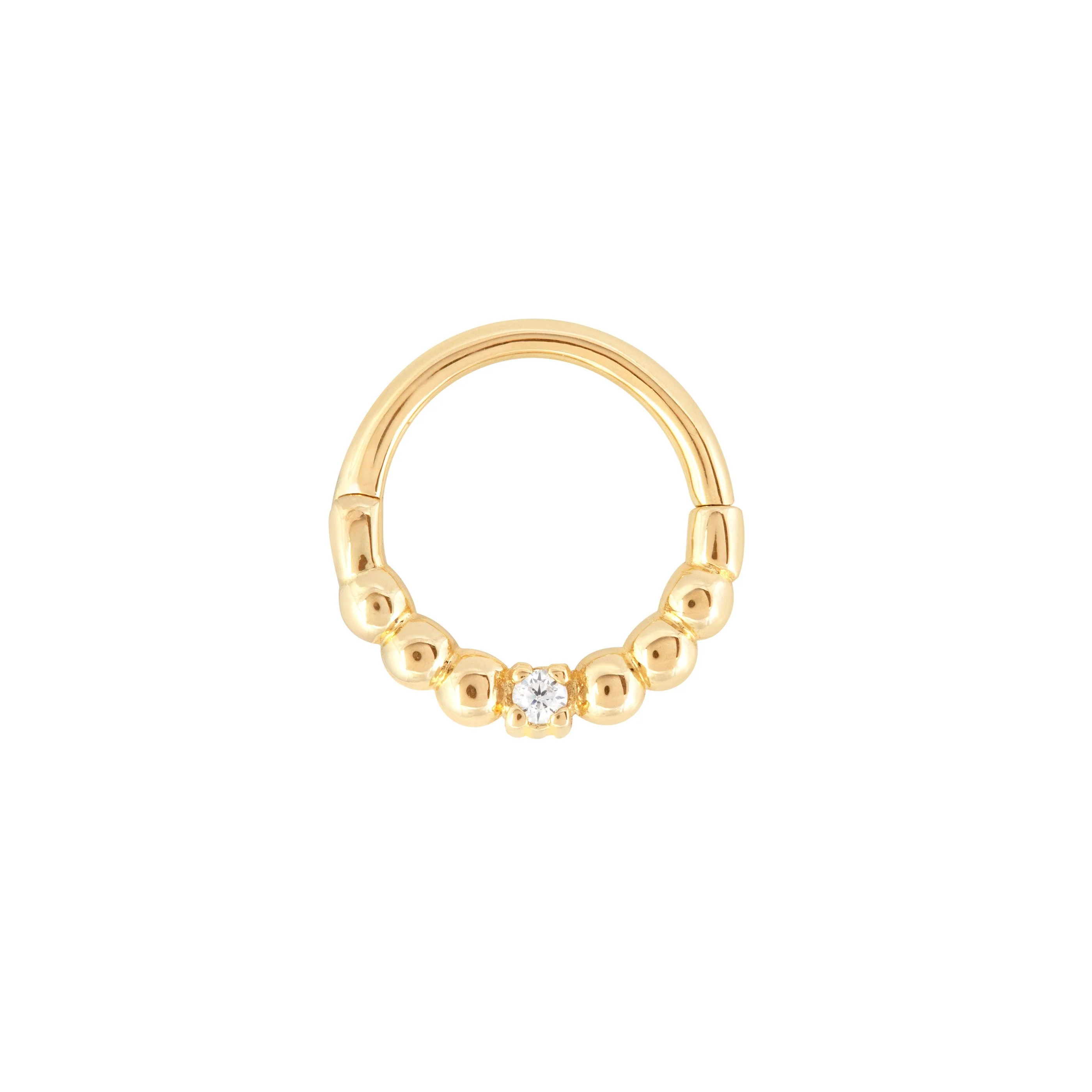Solid Gold Crystal Daith Hoop - Image 4