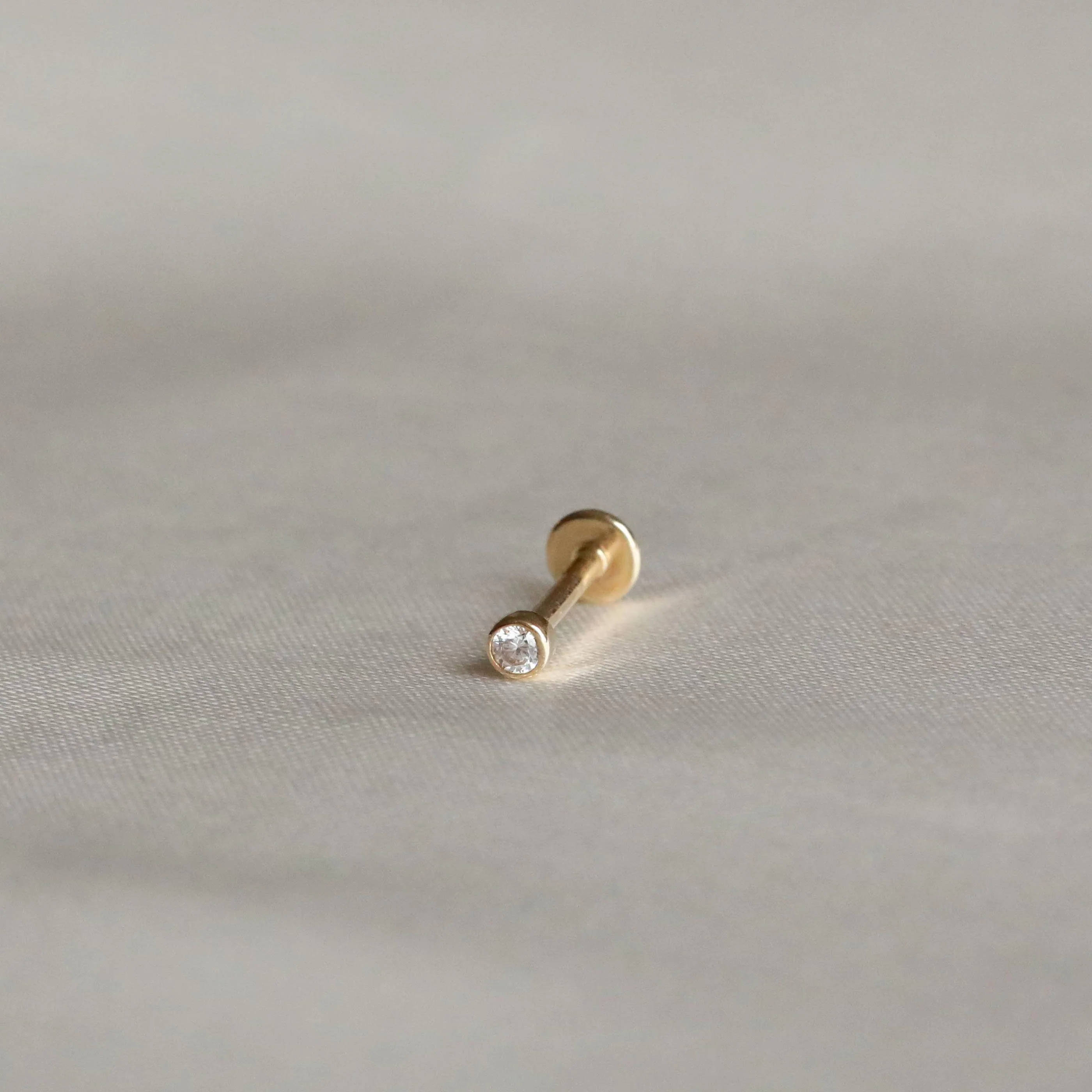 Solid Gold Gem Piercing Stud - Image 4
