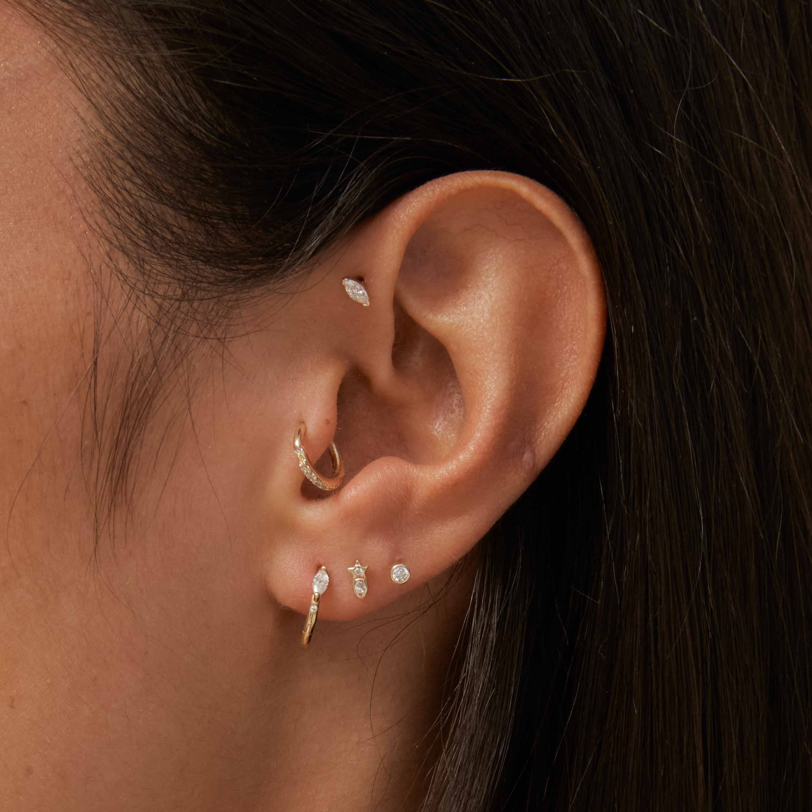 Solid Gold Gem Piercing Stud - Image 5