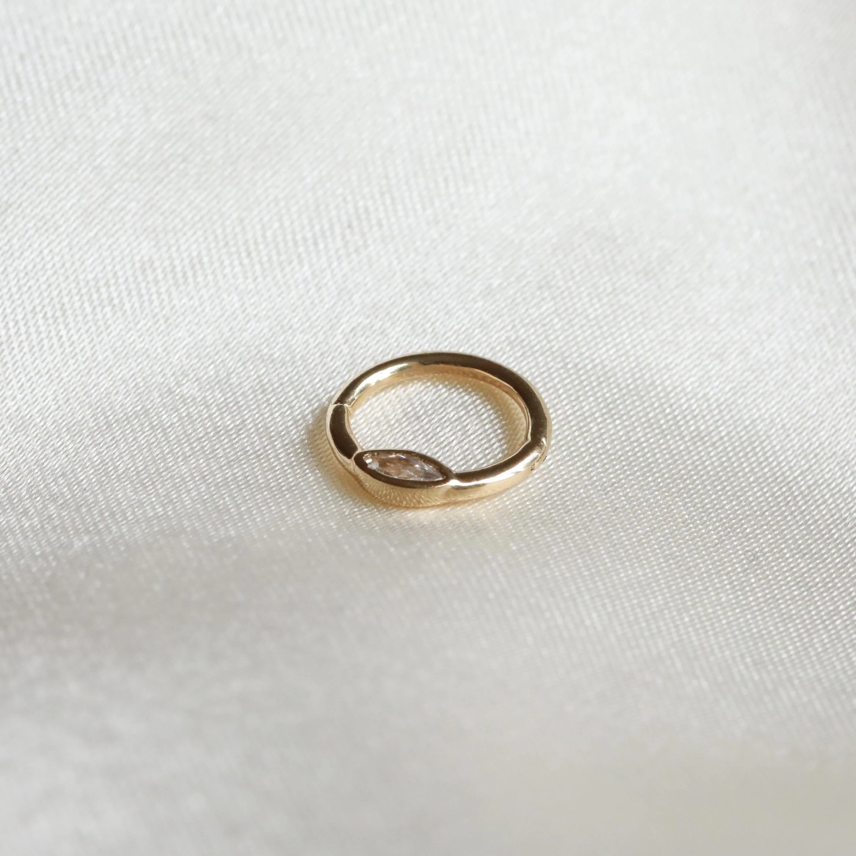 Solid Gold Marquise Daith Hoop - Image 3