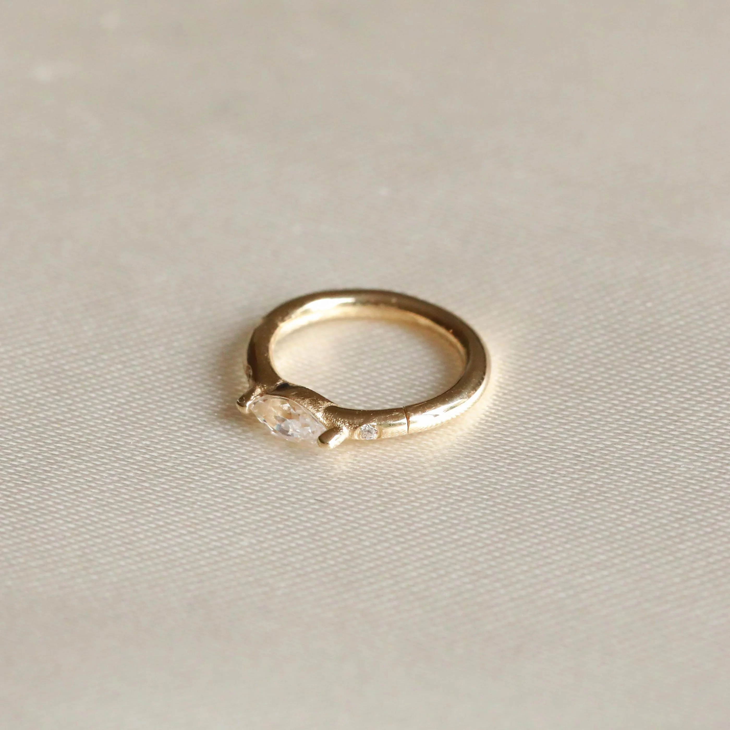 Solid Gold Marquise Piercing Hoop - Image 4